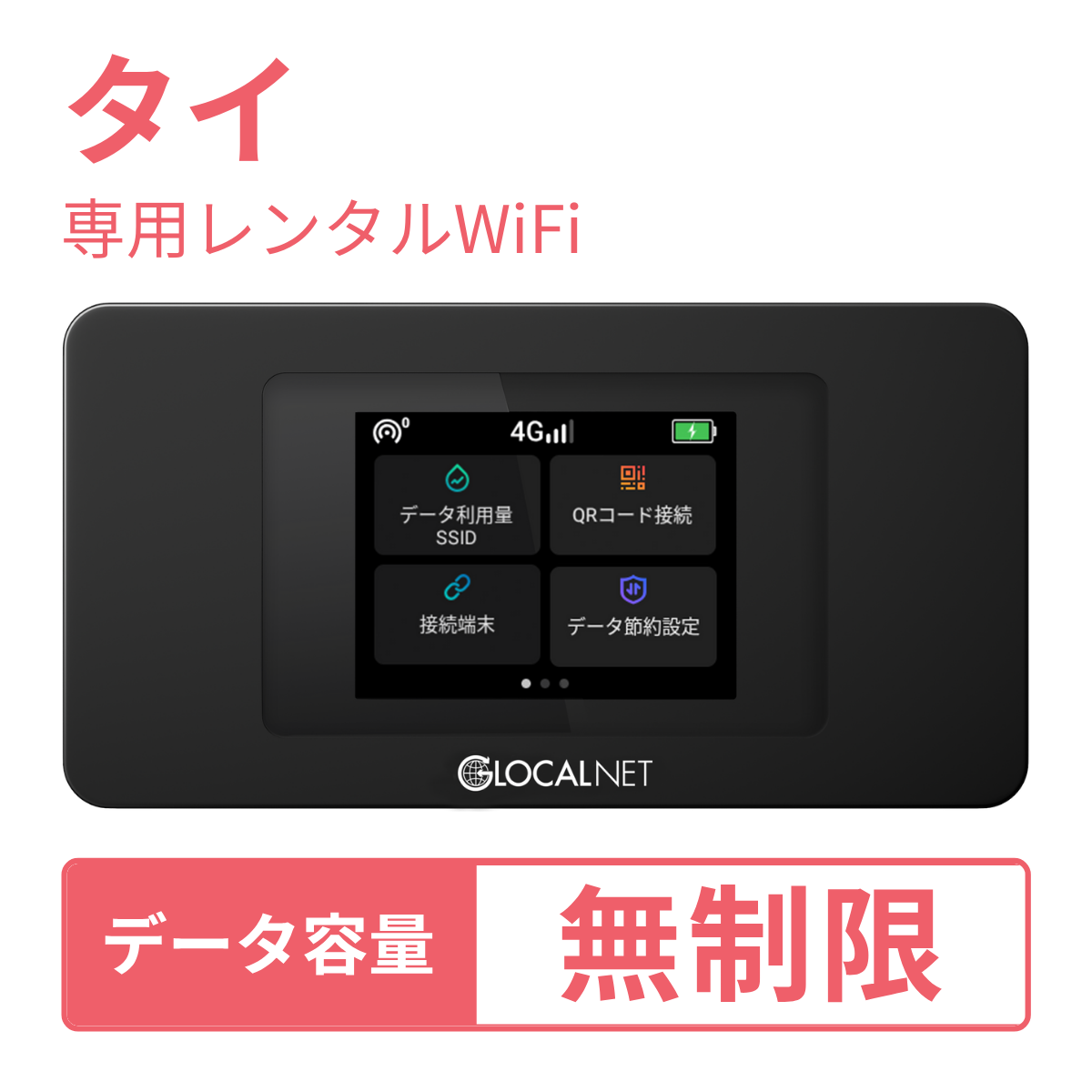[レンタル] レンティオWiFi タイWiFi 4G 無制限/日 データ容量プラン