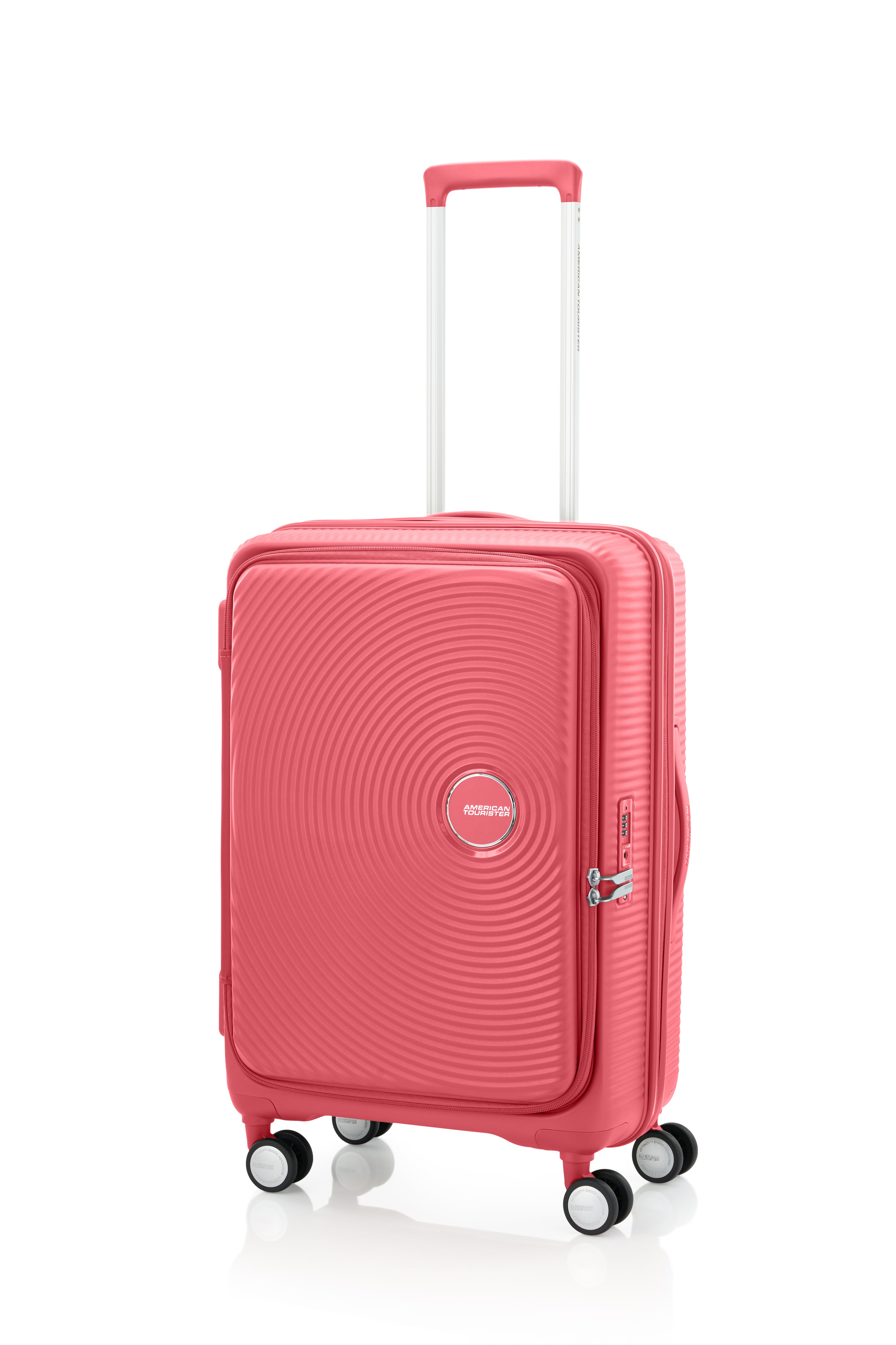 [レンタル] [5-8泊向けサイズ]AMERICAN TOURISTER CURIO スピナー68 エキスパンダブル 75L/拡張時91L ハードスーツケース コーラル