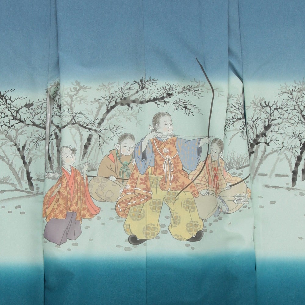 [レンタル] 七五三/節句 袴セット 5歳 男の子 矢羽 グラデーション柄 ライトブルー