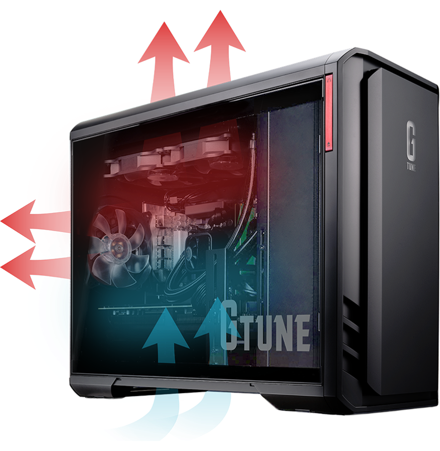 mouse(マウス) G TUNE DG-A7A6X ゲーミングデスクトップPC DGA7A6XB5BBDW101DEC エアフロー図解 - 17