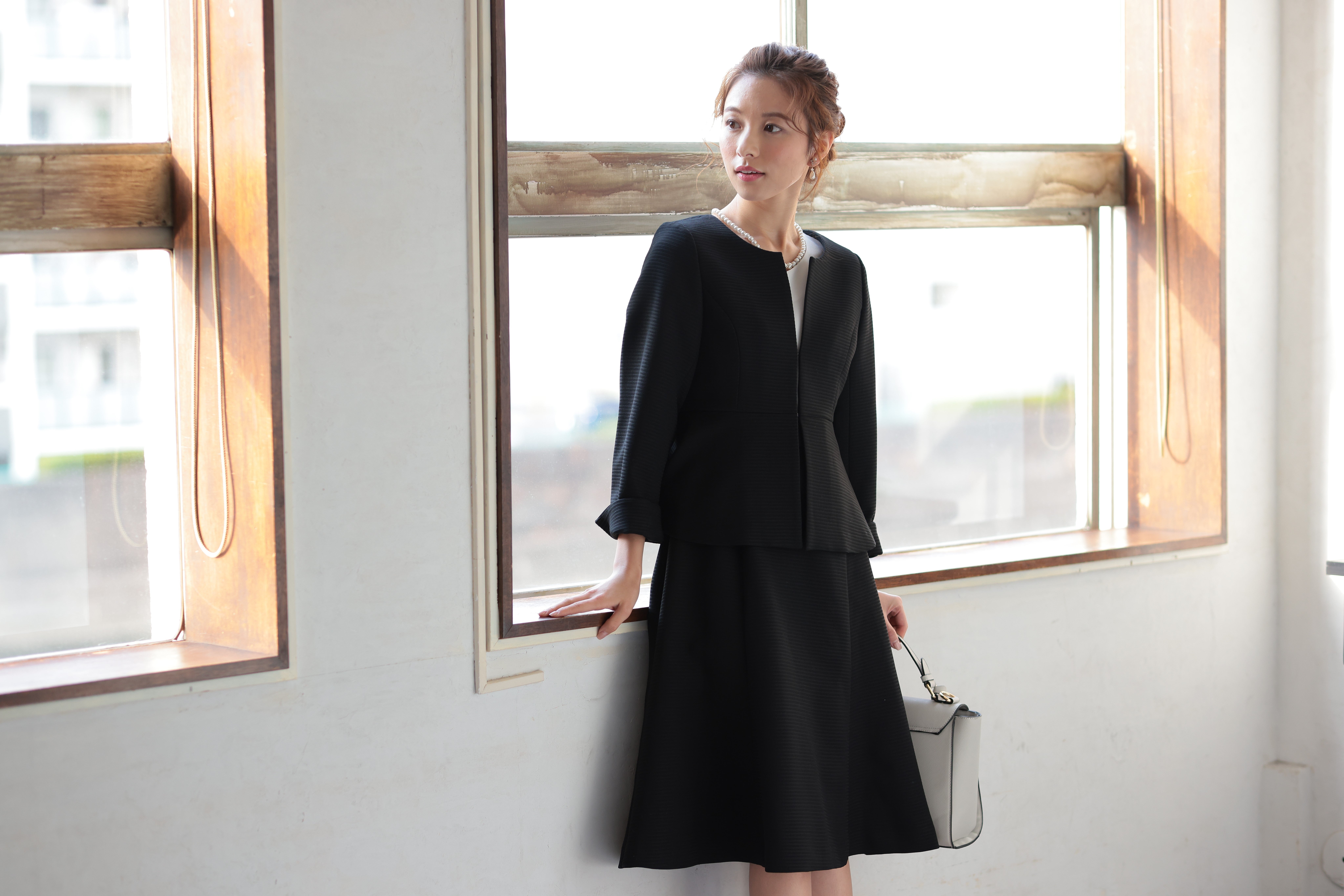 [レンタル] アートマリー ピケツイード調アンサンブルスーツ【2点セット】ブラックの宅配レンタル - 2