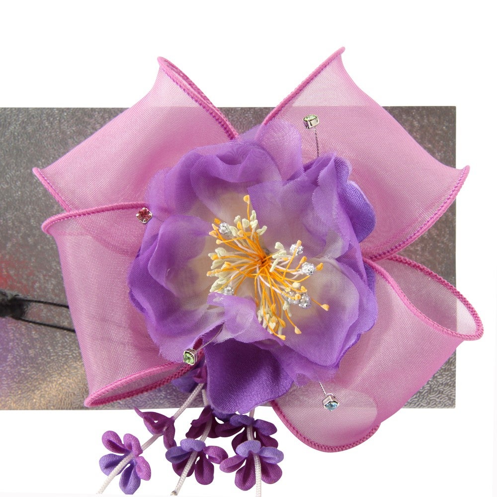 [レンタル] 七五三/節句 和装髪飾り 花かんざし (ピンク / パープル)の宅配レンタル - 3