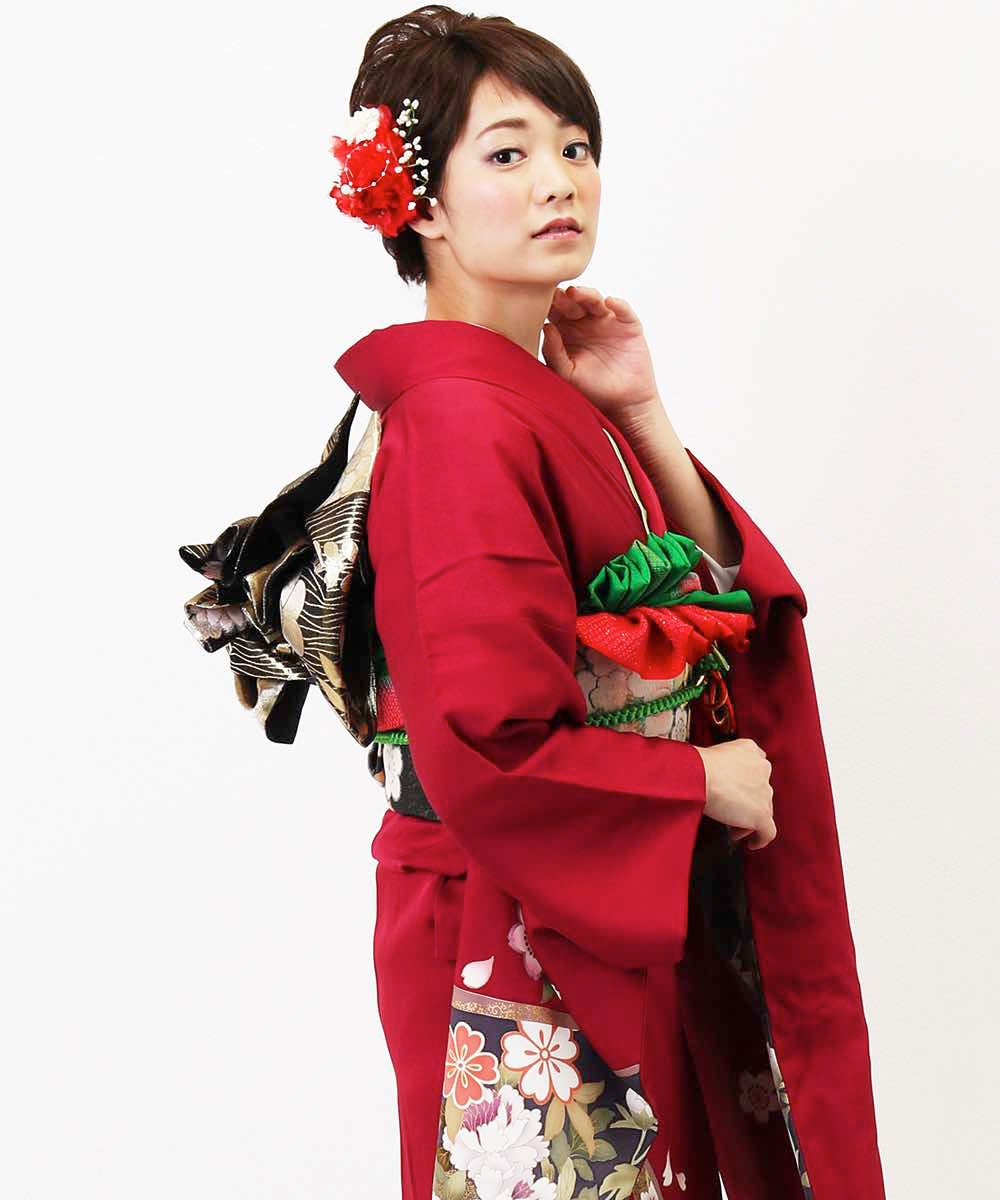 [レンタル] レンタル振袖フルセット-294 赤系 花柄の宅配レンタル - 13