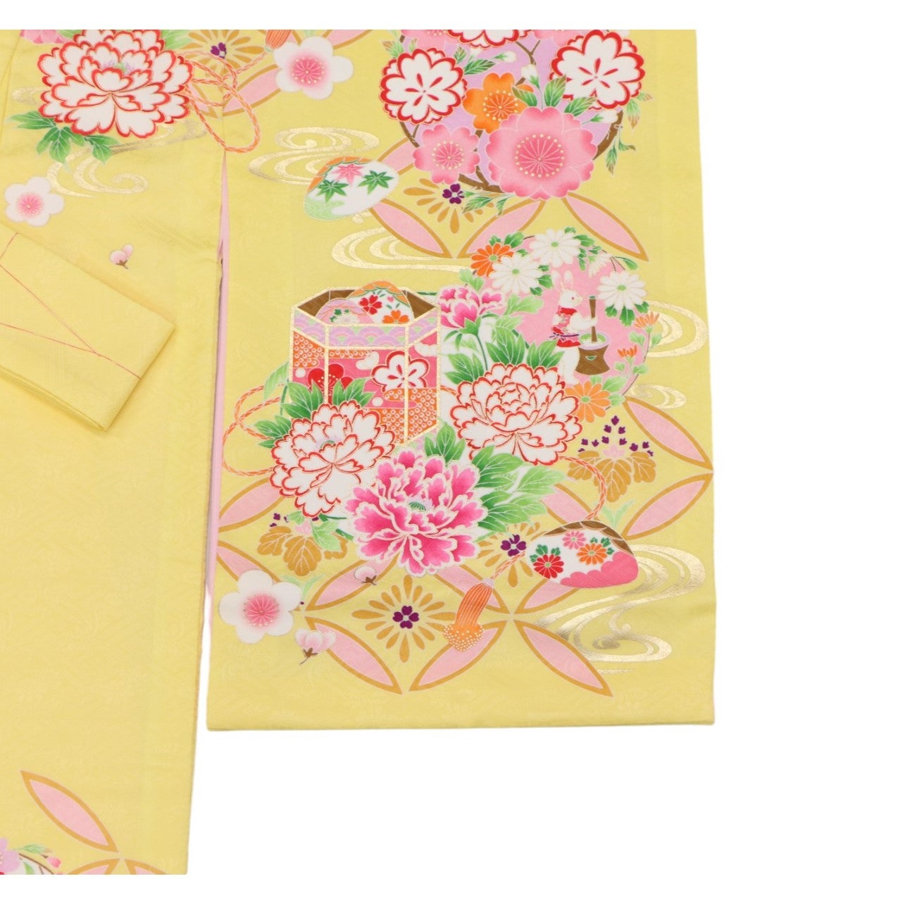 [レンタル] 女の子 お宮参り 産着レンタル6点フルセット 貝桶 黄色の宅配レンタル - 2