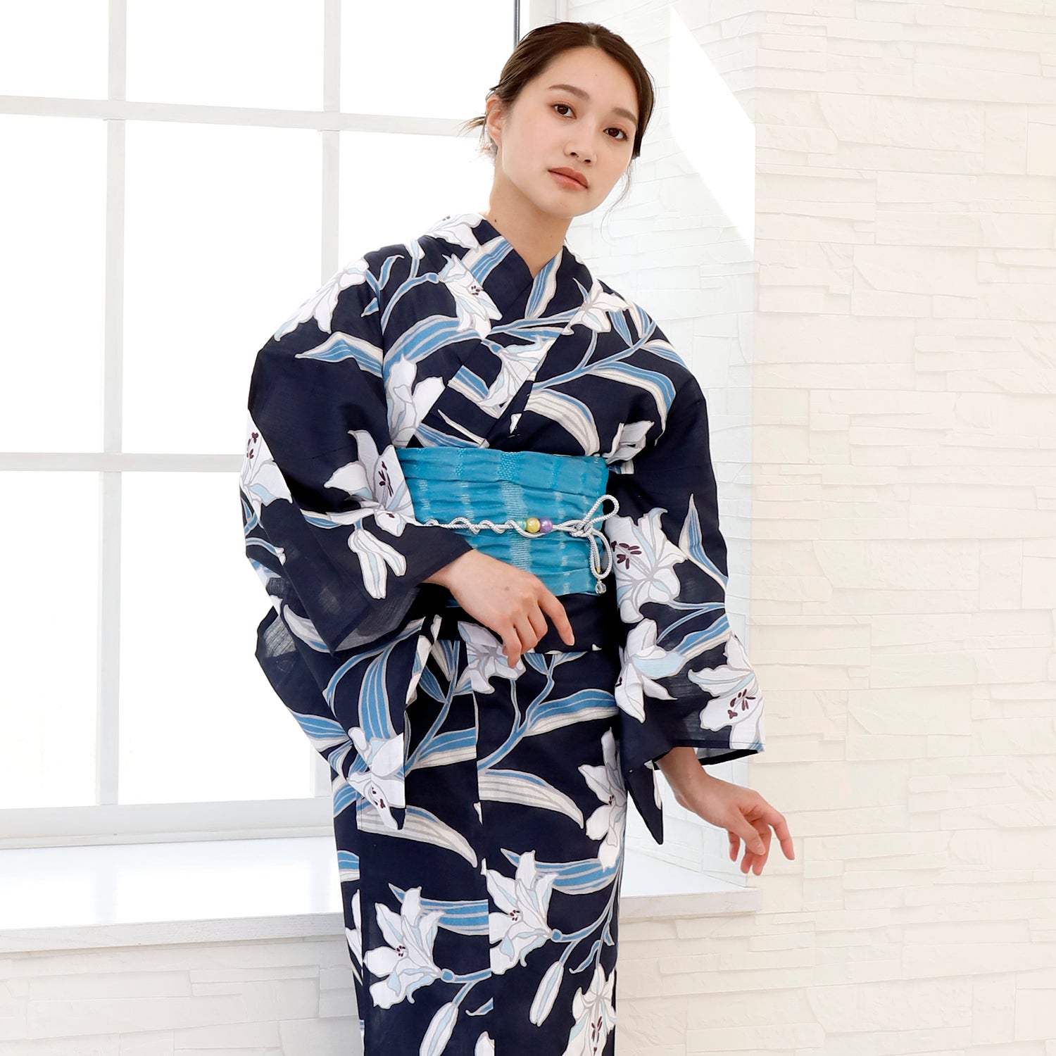 [レンタル] [2025新作]SION レディース浴衣 百合 フリーサイズ