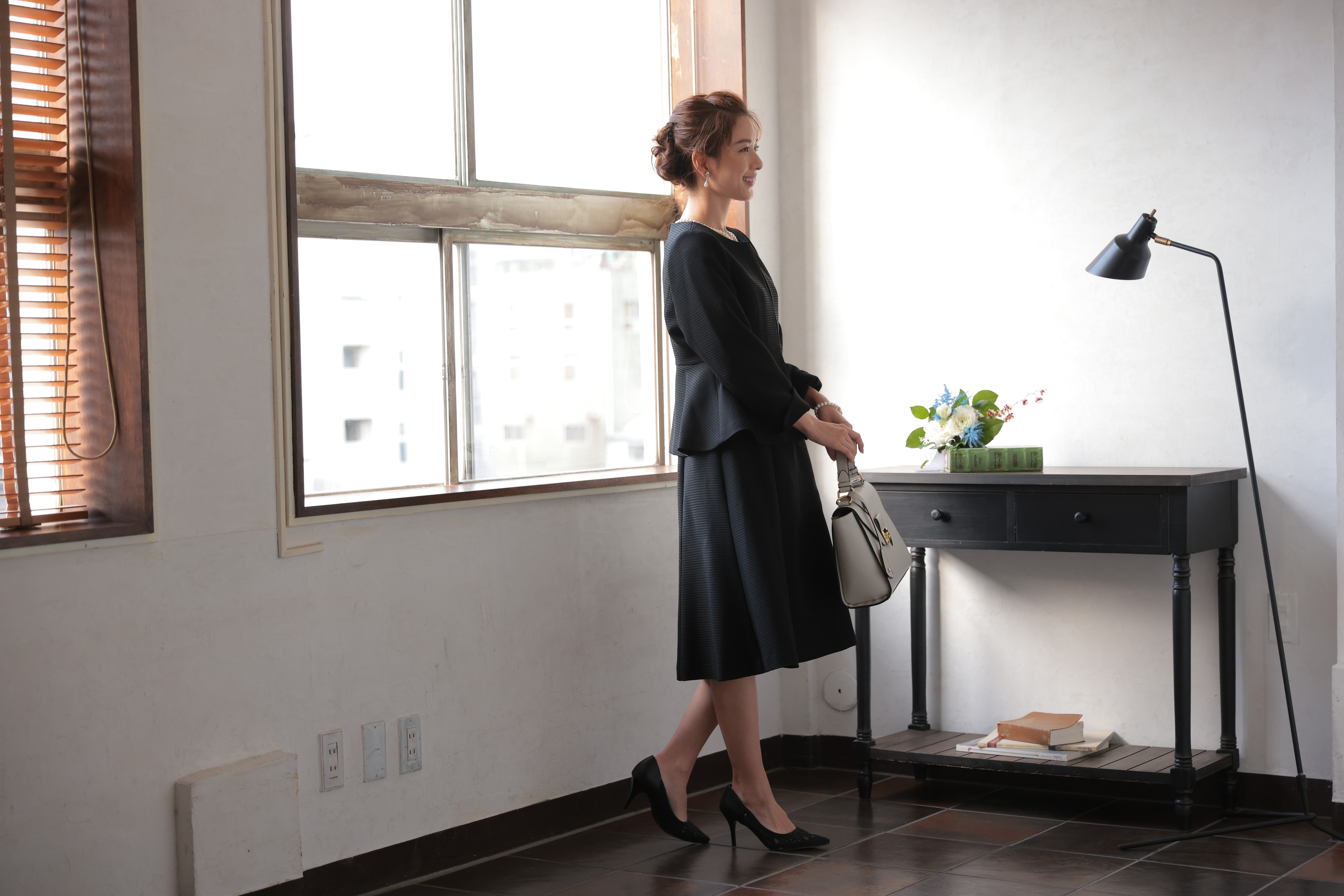 [レンタル] アートマリー ピケツイード調アンサンブルスーツ【2点セット】ブラックの宅配レンタル - 4