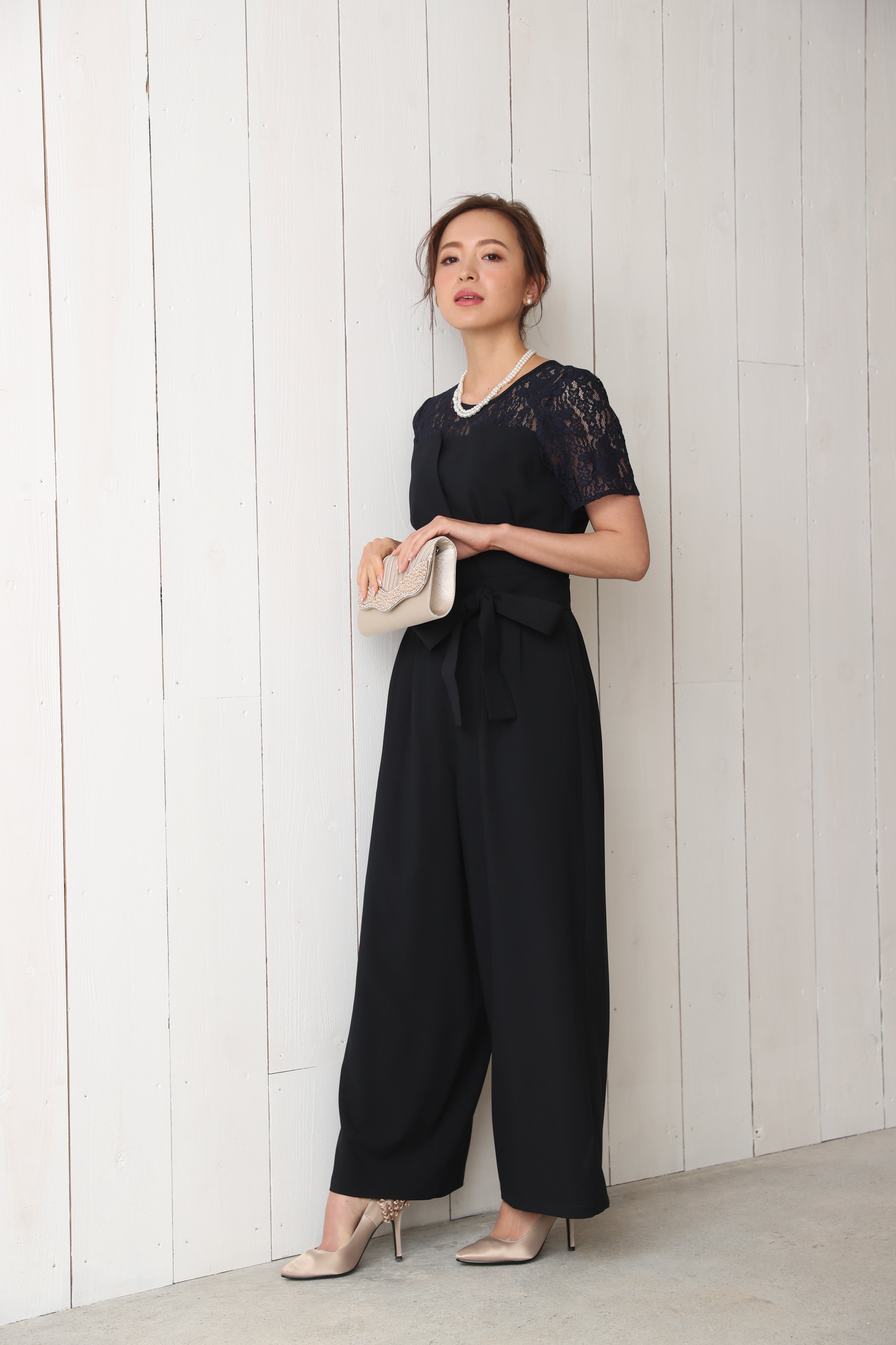 [レンタル] BELINDA DE CAPRIS 袖付きタックテーパード オールインワン パンツドレス ネイビーの宅配レンタル - 8