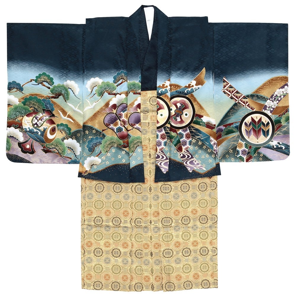 [レンタル] 七五三/節句 袴セット 3歳男の子 鷹 金色地紋の宅配レンタル - 4
