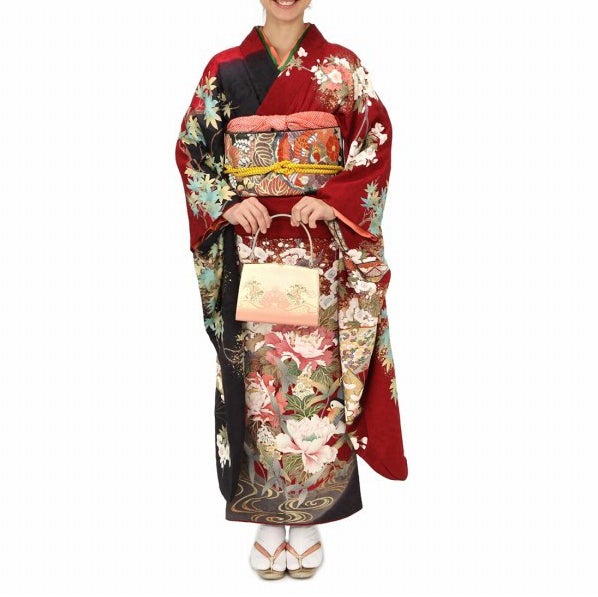 [レンタル] 振袖 大花柄 Mサイズ(レッド×ブラック,レッド) / Lサイズ(ネイビー)の宅配レンタル - 15