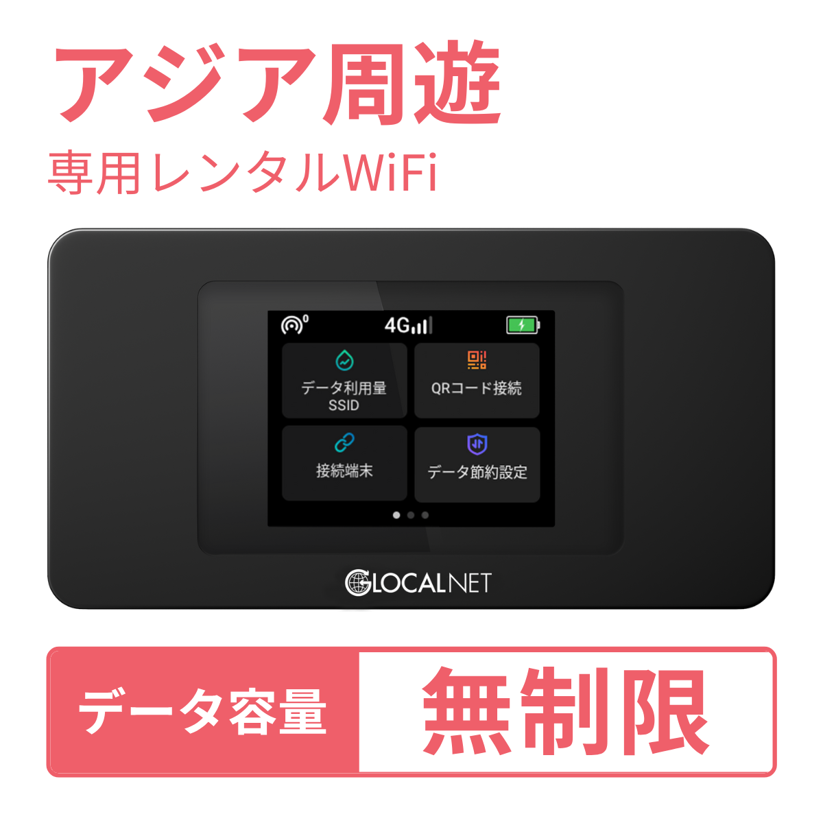 [レンタル] レンティオWiFi アジア周遊 4G 無制限/日 データ容量プラン