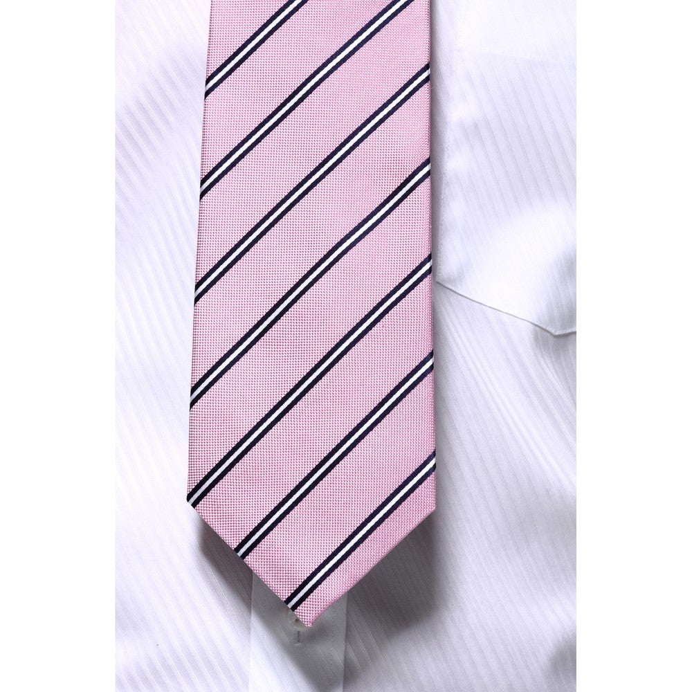 [レンタル] シャルル・ジョルダン メンズネクタイ シルク ピンク ダブルストライプ柄の宅配レンタル - 2