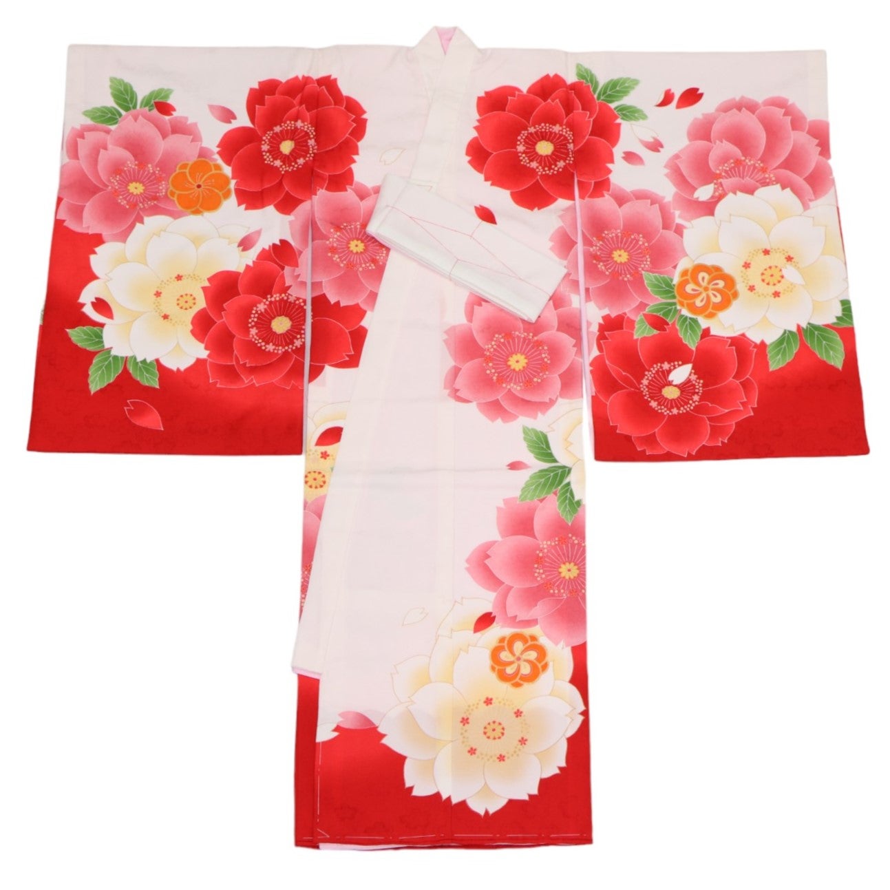 女の子 お宮参り 産着レンタル6点フルセット 大桜柄 赤