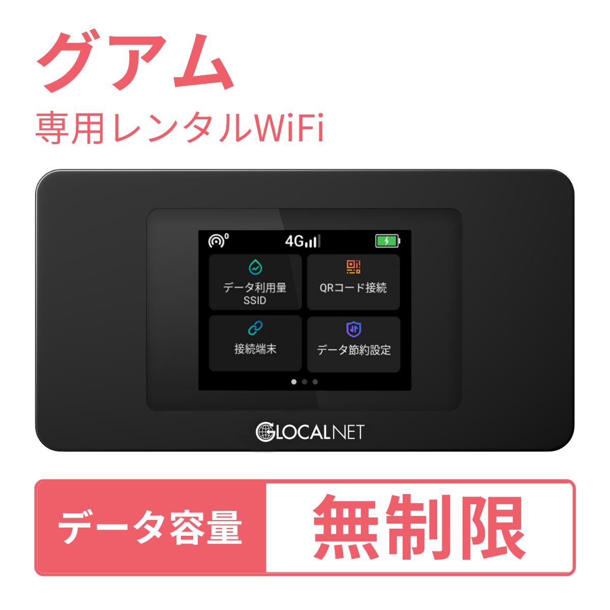 [レンタル] レンティオWiFi グアムWiFi 4G 無制限/日 データ容量プラン