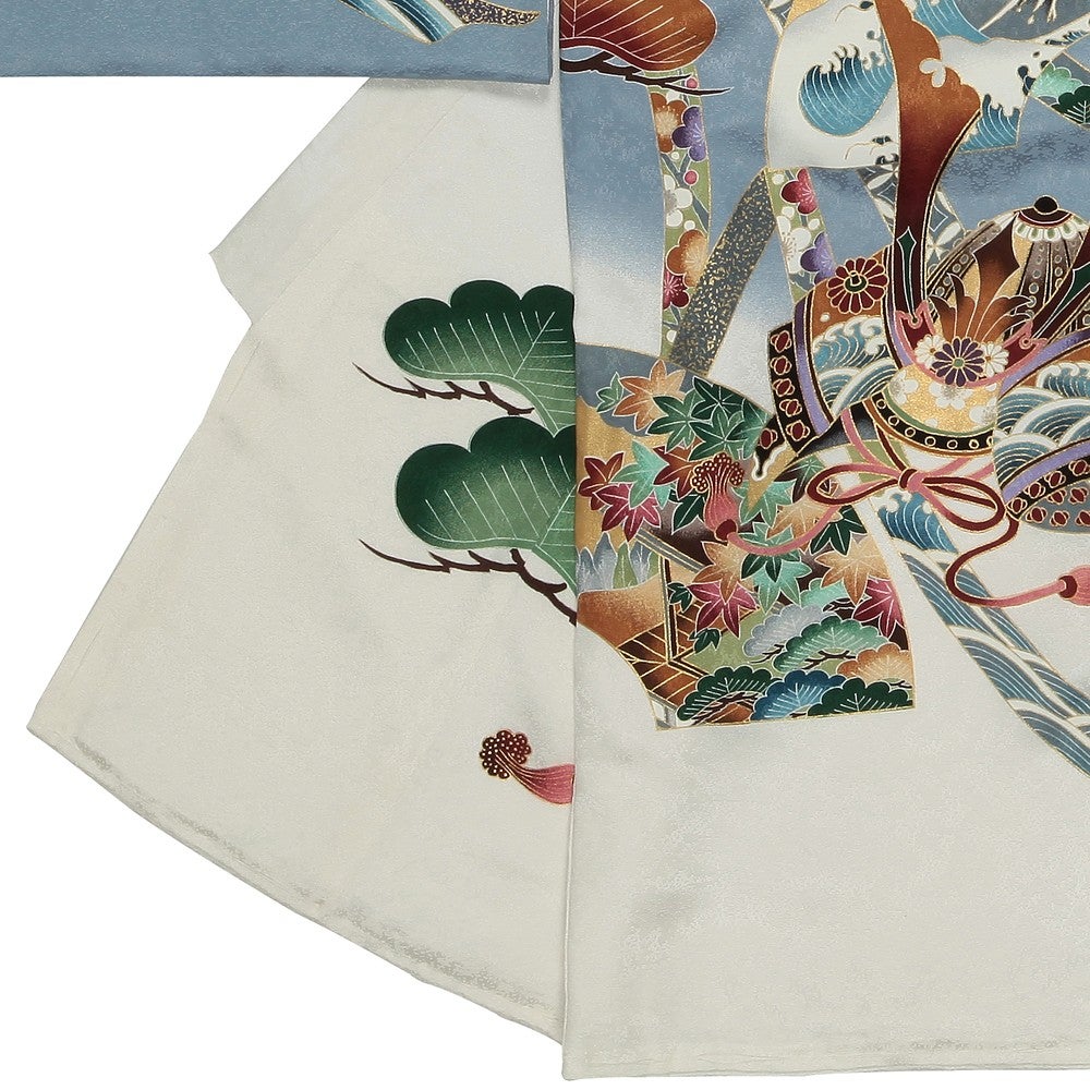 [レンタル] 男の子 お宮参り 産着レンタル6点フルセット 正絹 鷹 金糸の宅配レンタル - 2