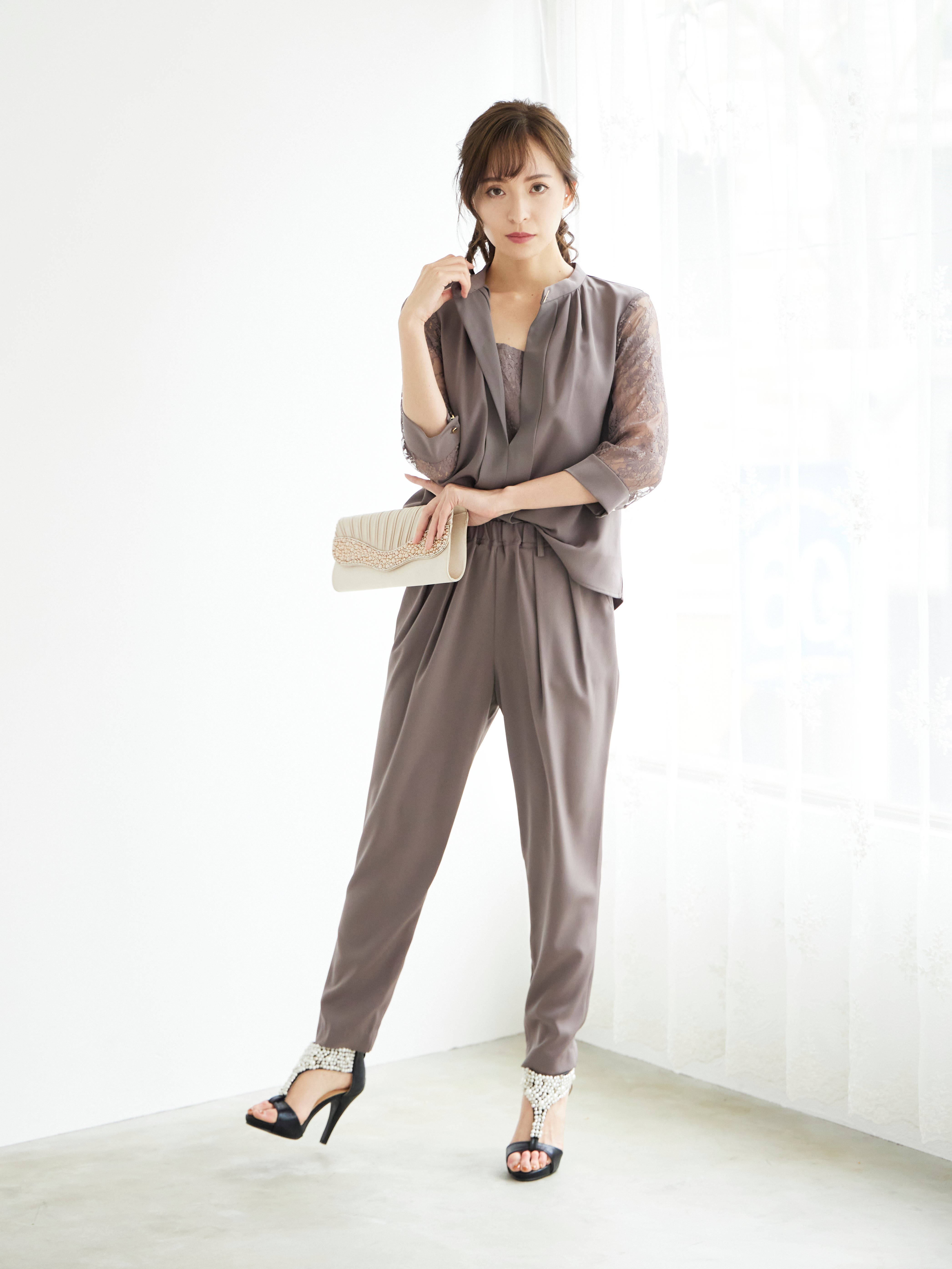 [レンタル] BELINDA DE CAPRIS 前開きブラウス セットアップ テーパードパンツドレス モカの宅配レンタル - 13