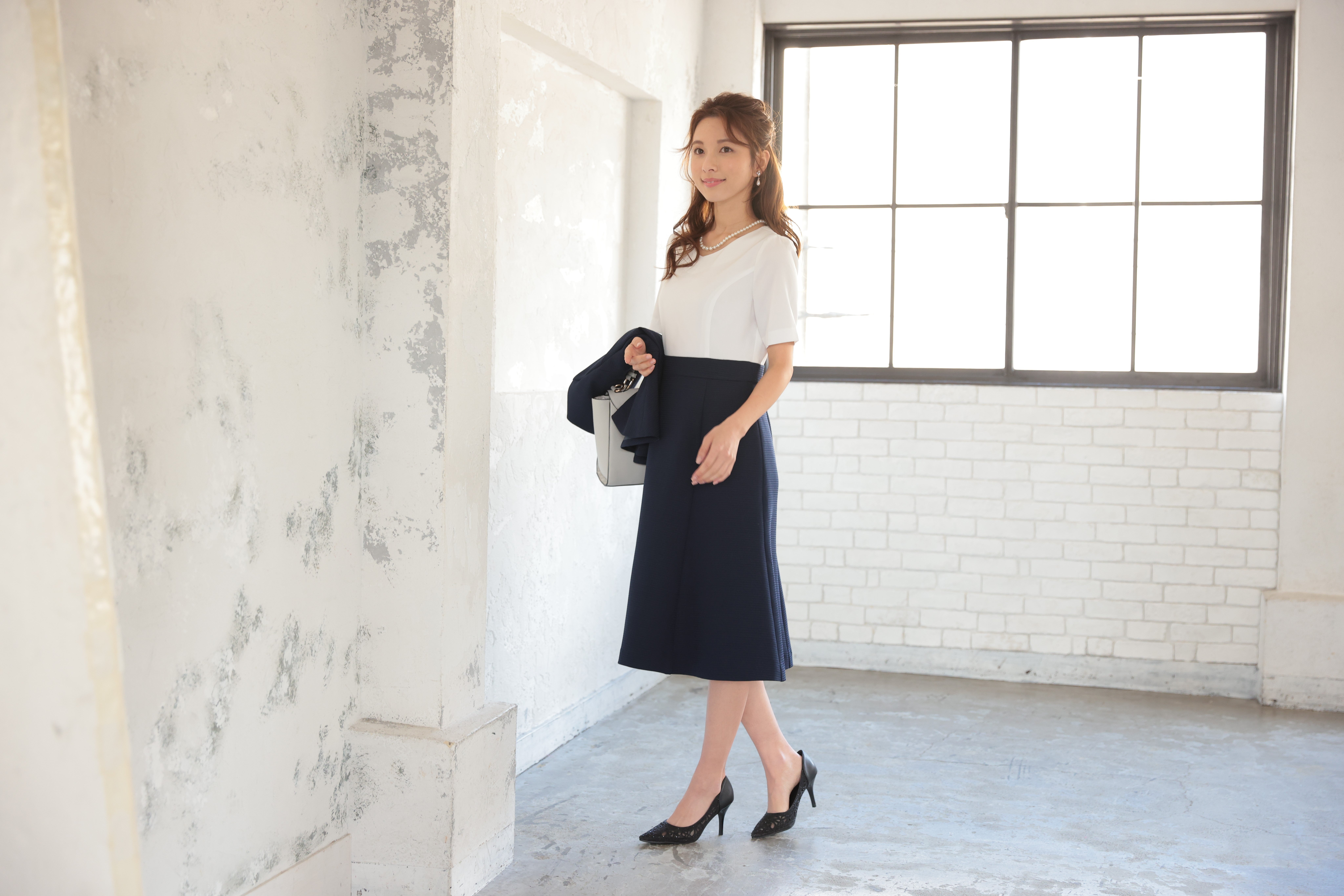 [レンタル] アートマリー ピケツイード調アンサンブルスーツ【2点セット】ネイビーの宅配レンタル - 7