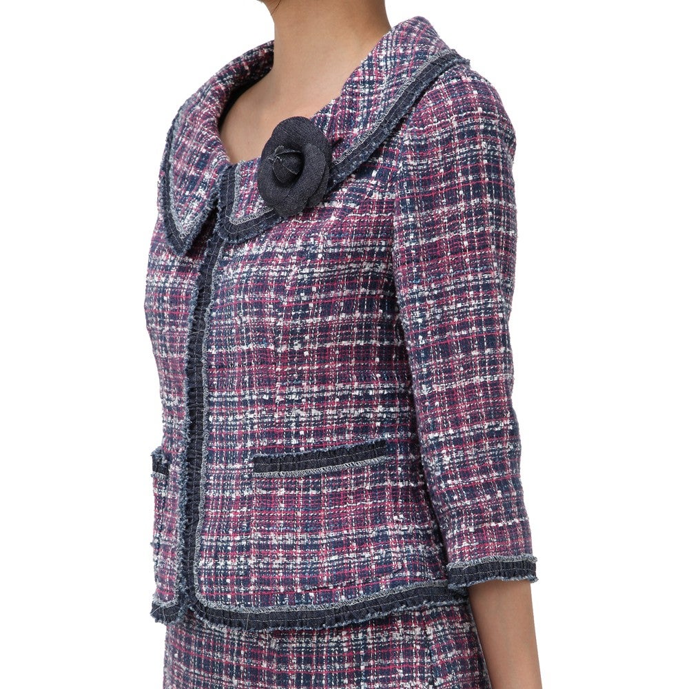 [レンタル] ルネ フェミニンチェック セレモニースーツ3点セット(ジャケット+スカート+コサージュ) パープルピンクの宅配レンタル - 4