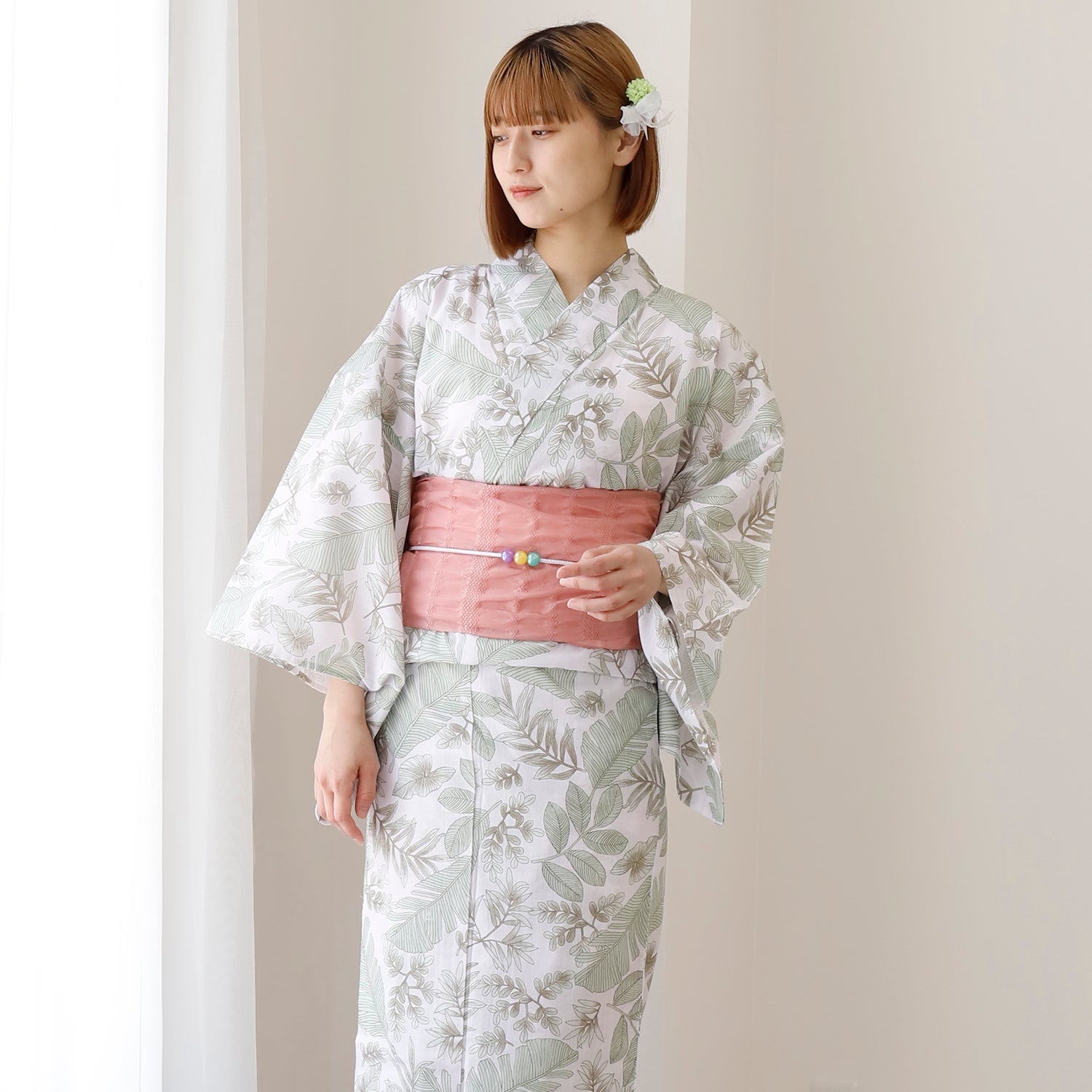 [レンタル] [2025新作]SION レディース浴衣 葉模様 フリーサイズの宅配レンタル - 2