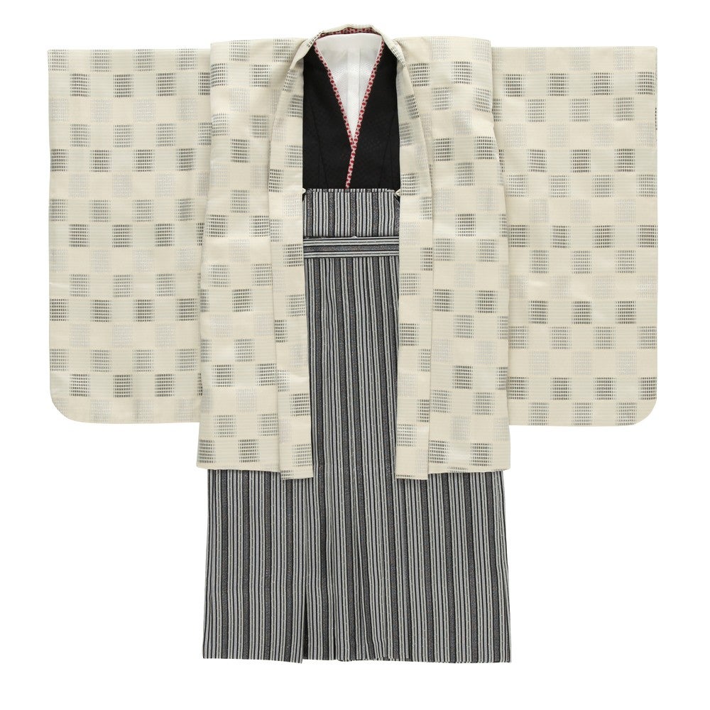 [レンタル] 七五三/節句 袴セット 5歳男の子 交織 絵羽 四ツ身 選べる5色 (グレー / 白 / 黒 / 青 / 紫)の宅配レンタル - 5