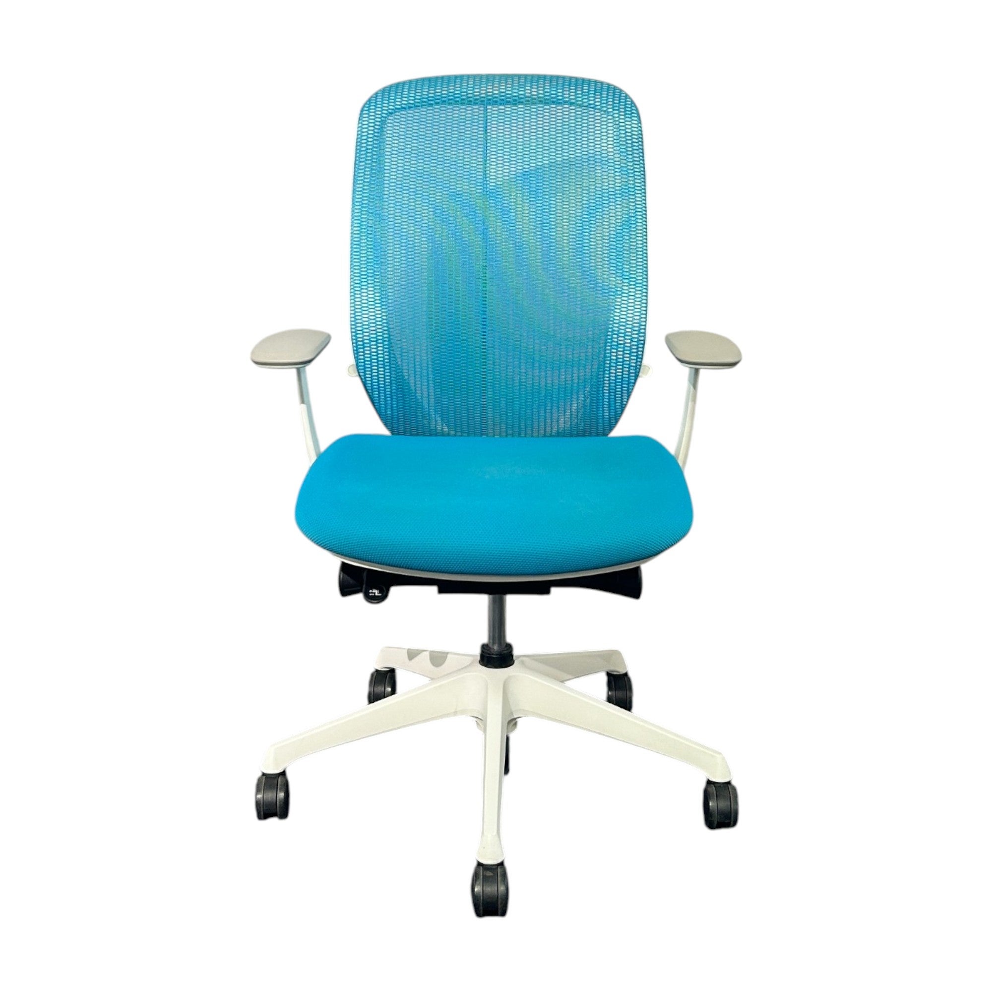 [レンタル] オカムラ オフィスチェア シルフィー ハイバック 固定肘 ブルーグリーン ホワイト C646XW-FMR6 - 2