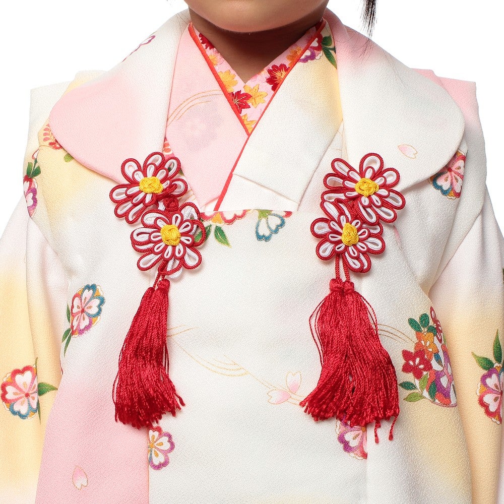 [レンタル] 七五三/節句 被布セット 3歳女の子 水玉模様 花々の宅配レンタル - 3