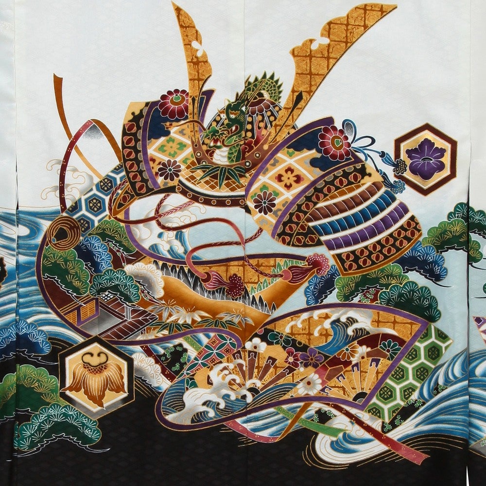 [レンタル] 七五三/節句 袴セット 5歳 男の子 勇敢 兜 ホワイト