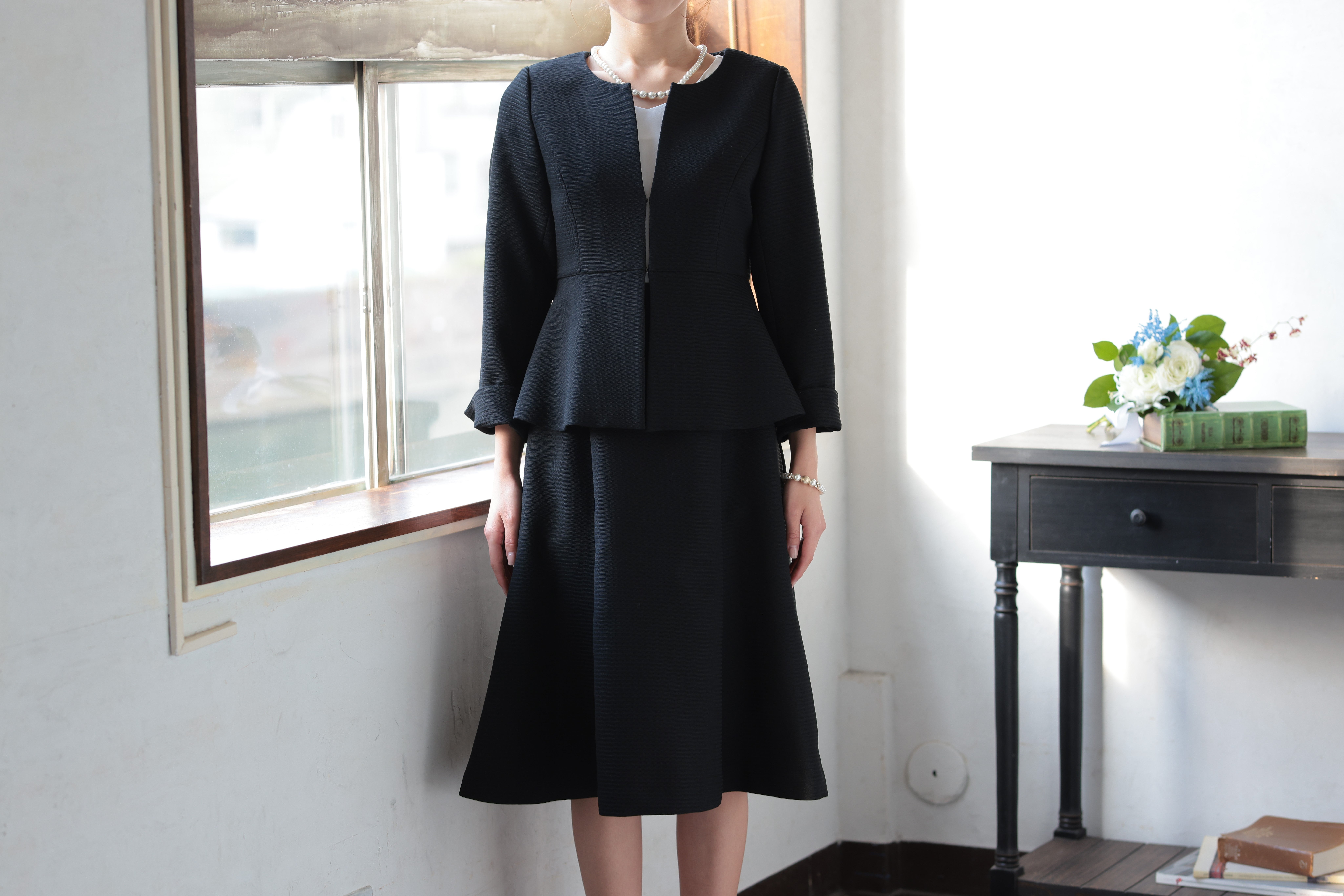 [レンタル] アートマリー ピケツイード調アンサンブルスーツ【2点セット】ブラックの宅配レンタル - 7