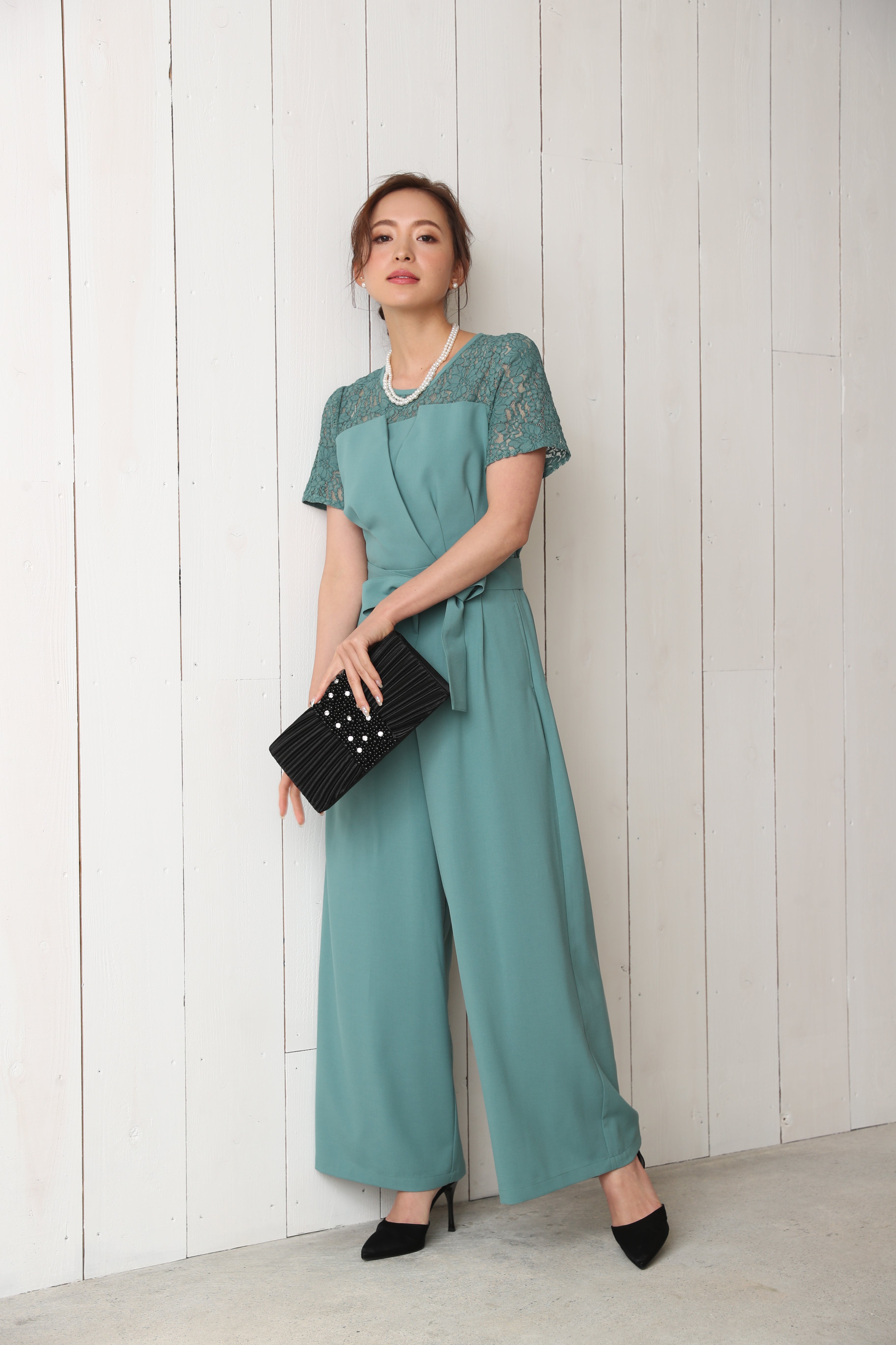 [レンタル] BELINDA DE CAPRIS 袖付きタックテーパード オールインワン パンツドレス ミントの宅配レンタル - 15