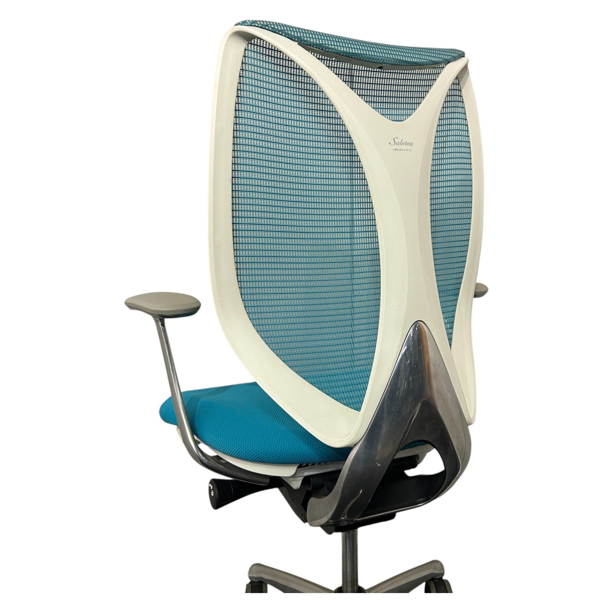 [レンタル] オカムラ サブリナ ハイバック 固定肘 ブルーグリーン ポリッシュ C844BW-FSZ6 オフィスチェア - 9