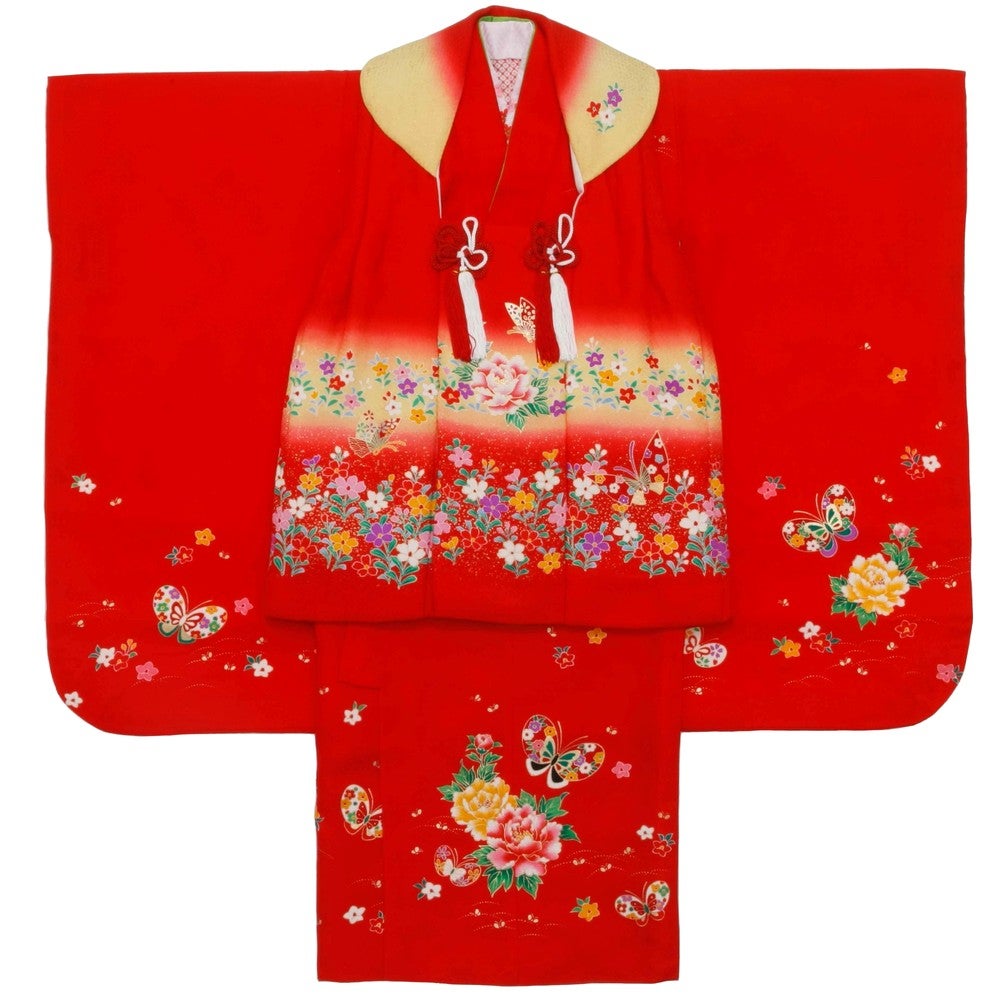 [レンタル] 七五三/節句 被布セット 3歳女の子 被布セット 牡丹とお花畑の宅配レンタル - 5