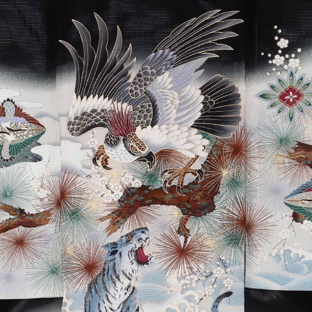 [レンタル] 男の子 お宮参り 産着・絽（夏用）レンタル6点フルセット 正絹 鷹 虎の宅配レンタル - 3