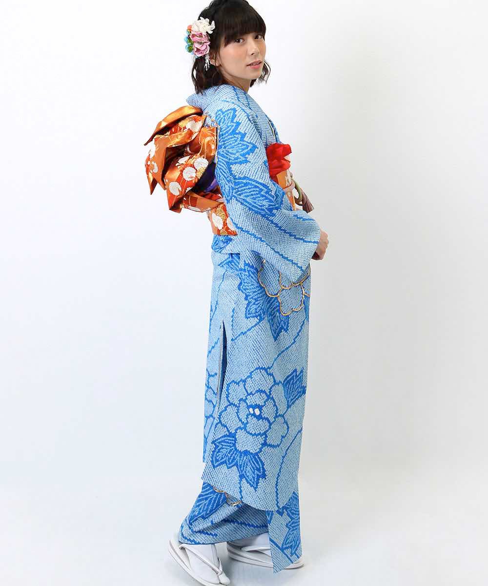 [レンタル] レンタル振袖フルセット-853 青系 花柄の宅配レンタル - 9