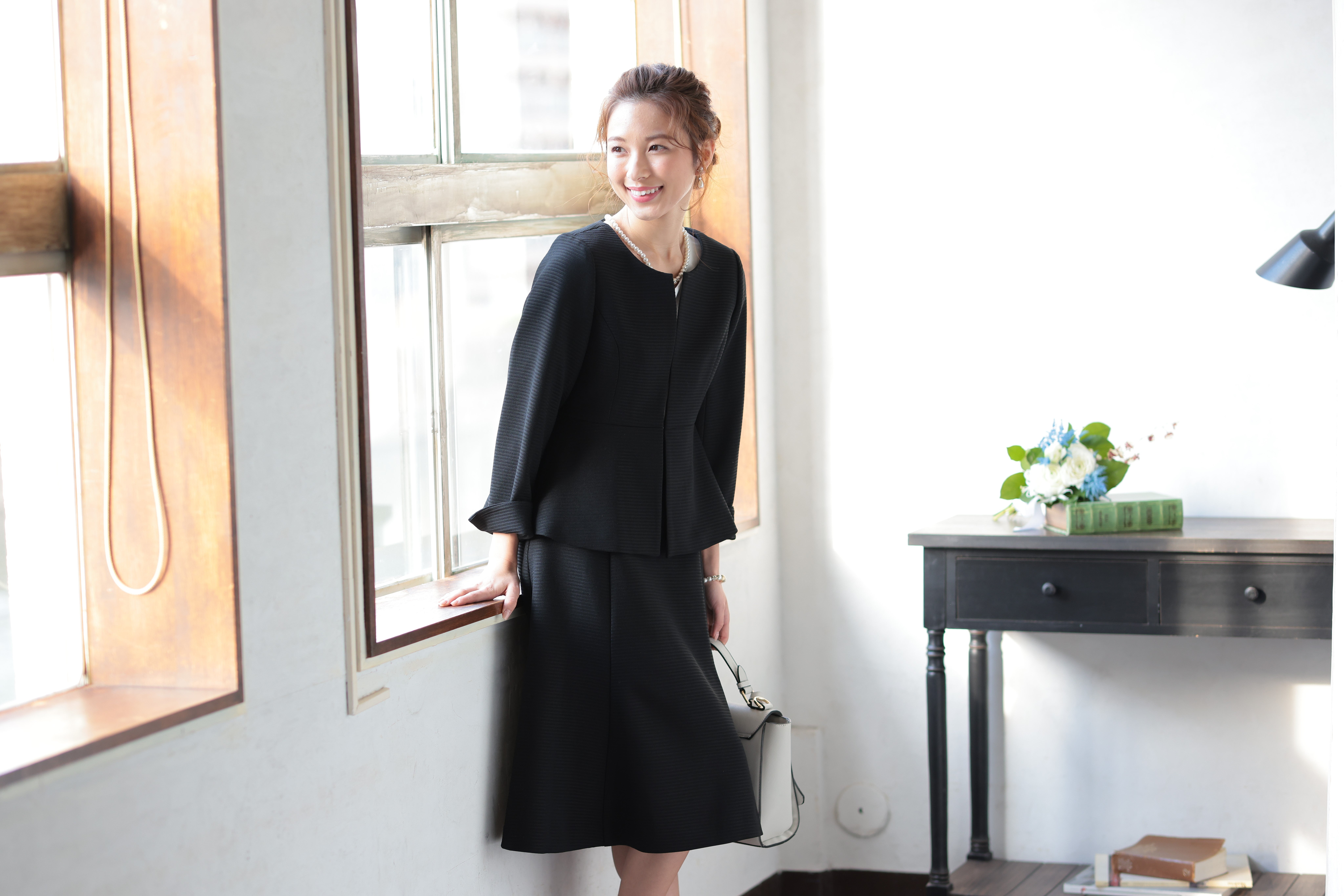 アートマリー ピケツイード調アンサンブルスーツ【2点セット】ブラック