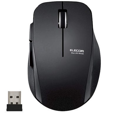 エレコム ワイヤレスマウス (レシーバー付属) Mサイズ 5ボタン (戻る・進むボタン搭載) 静音 ブラック
