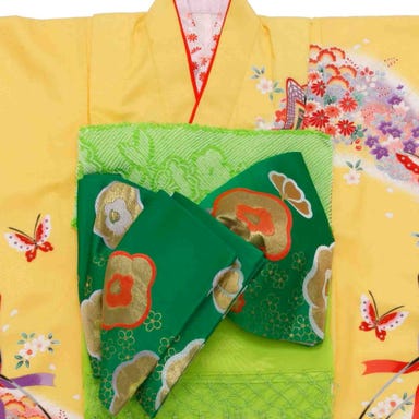 七五三/節句 着物セット 7歳女の子 古典絵柄 華やか イエロー