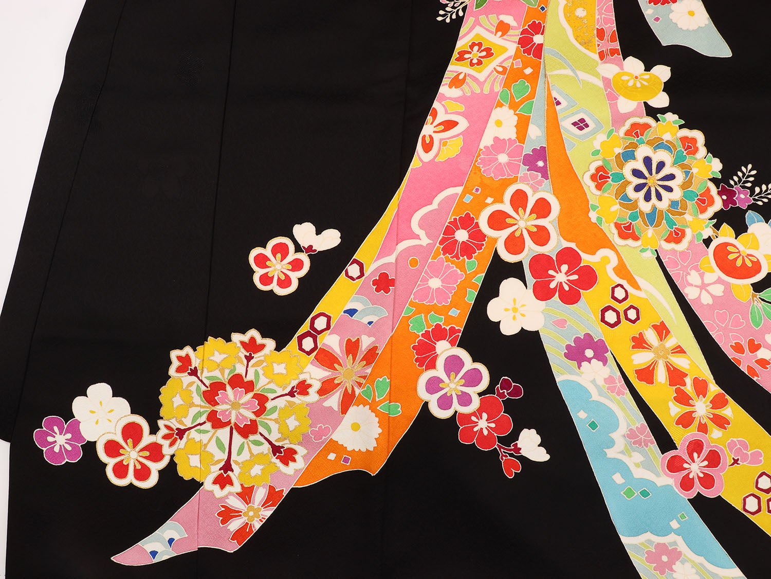 [レンタル] 女の子 お宮参り 産着 レンタル6点フルセット 正絹 花と束熨斗 黒色の宅配レンタル - 7