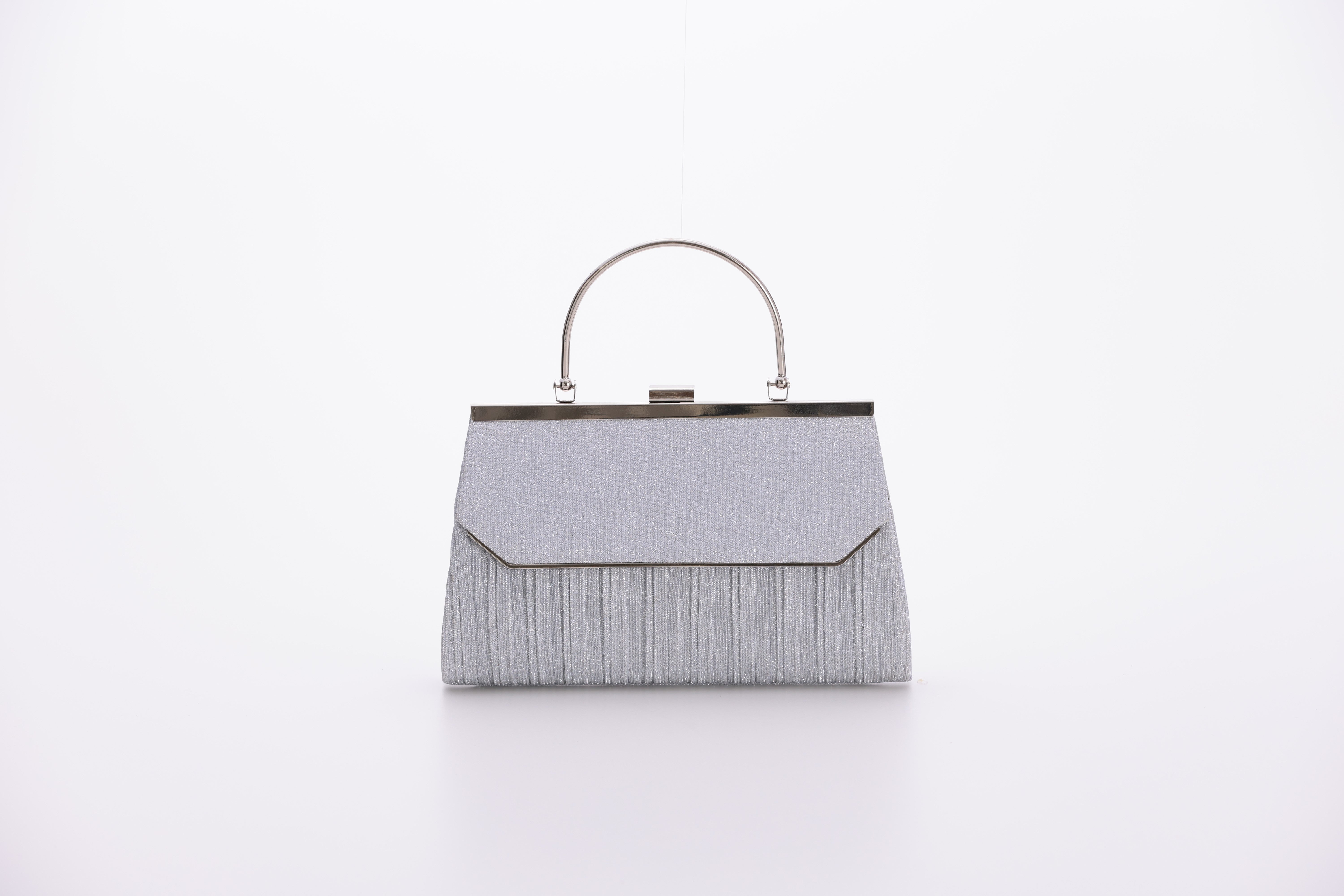 [レンタル] アートマリー ラメプリーツハンドル付きパーティーバッグ シルバー