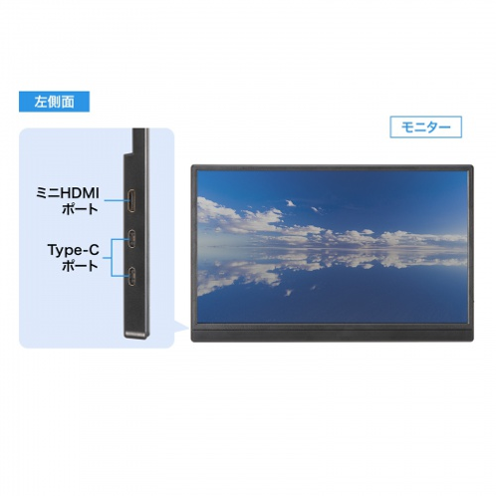 サンワサプライ DP-06 タッチパネル搭載モバイルモニター 左側面 ポート詳細 - 29