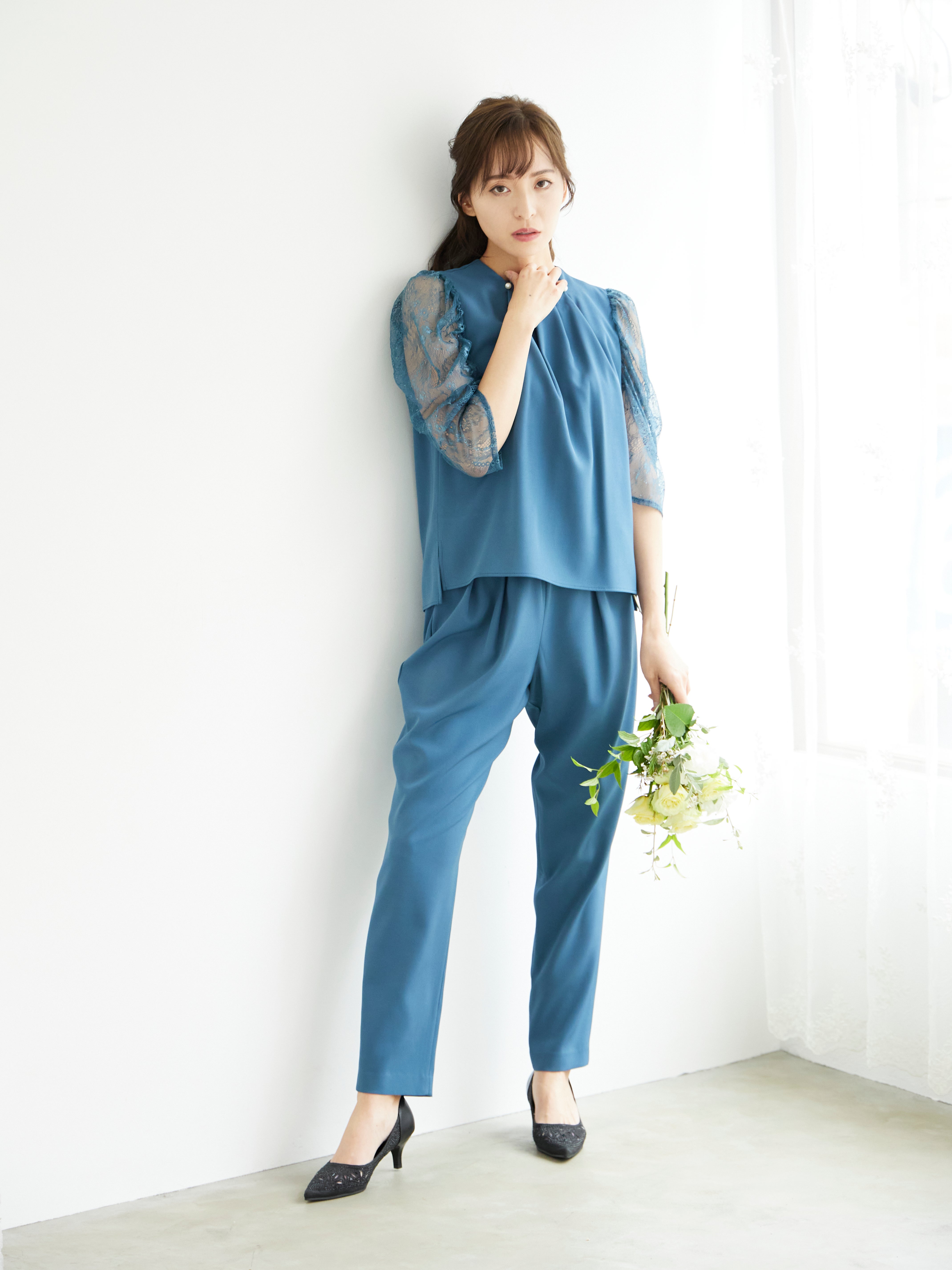 [レンタル] BELINDA DE CAPRIS パールボタン付き セットアップ パンツドレス グリーンの宅配レンタル - 10