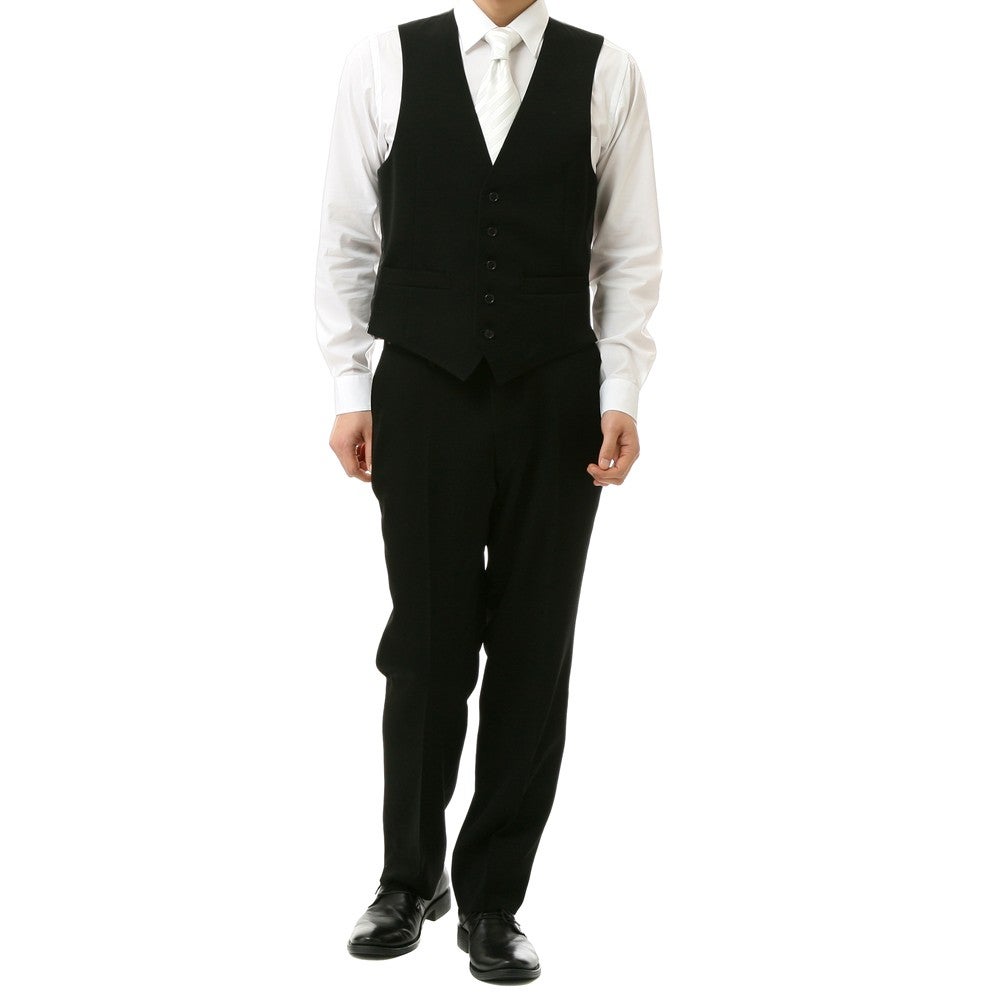 [レンタル] メンズ フォーマルスーツ3点セット(ジャケット+ベスト+パンツ) ブラックの宅配レンタル - 3
