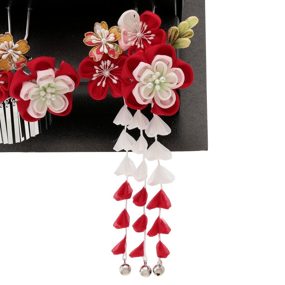 [レンタル] 七五三/節句 和装髪飾り ちんころ かんざし 4点 勝山セット (レッド)の宅配レンタル - 2