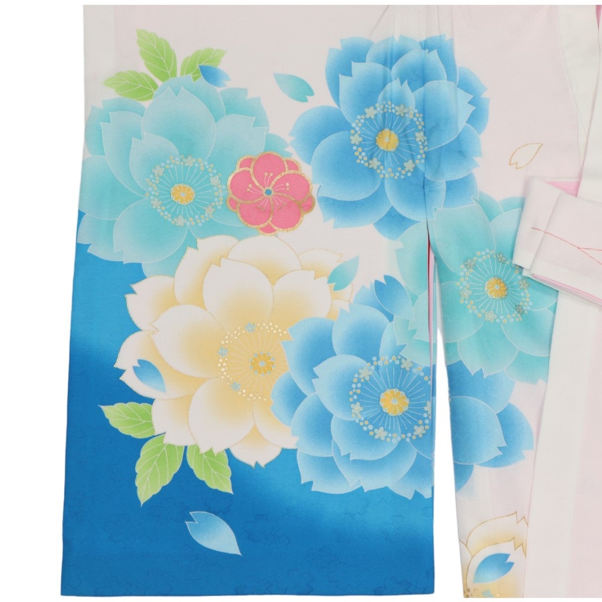 [レンタル] 女の子 お宮参り 産着レンタル6点フルセット 大桜柄 ブルーの宅配レンタル - 2