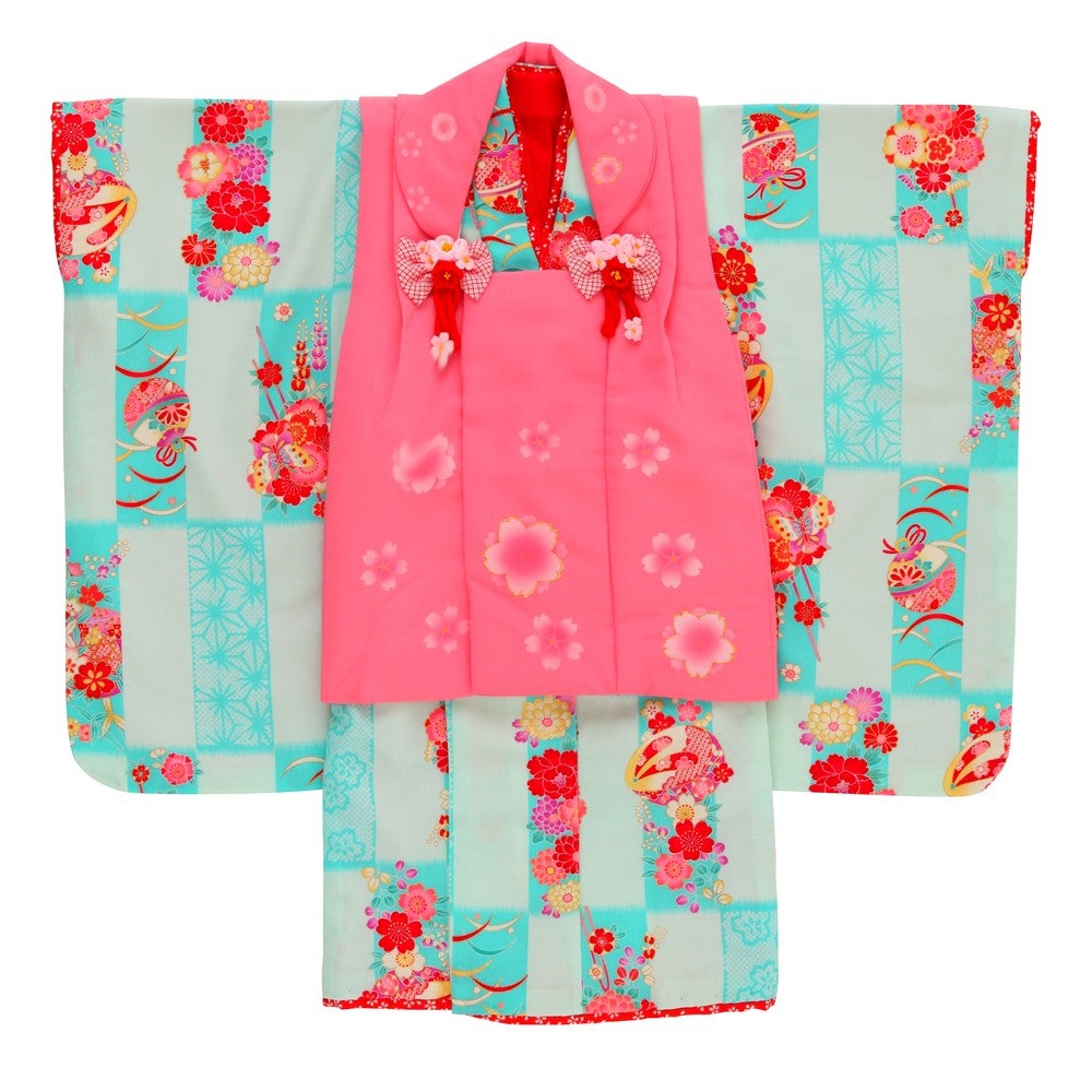 [レンタル] 七五三/節句 被布セット 3歳女の子 短冊模様 彩り手鞠の宅配レンタル - 5
