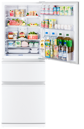 [330L][ファミリー向け][右開き]三菱電機 MR-C33M 冷凍冷蔵庫 本体 扉オープン 庫内 ホワイト - 3