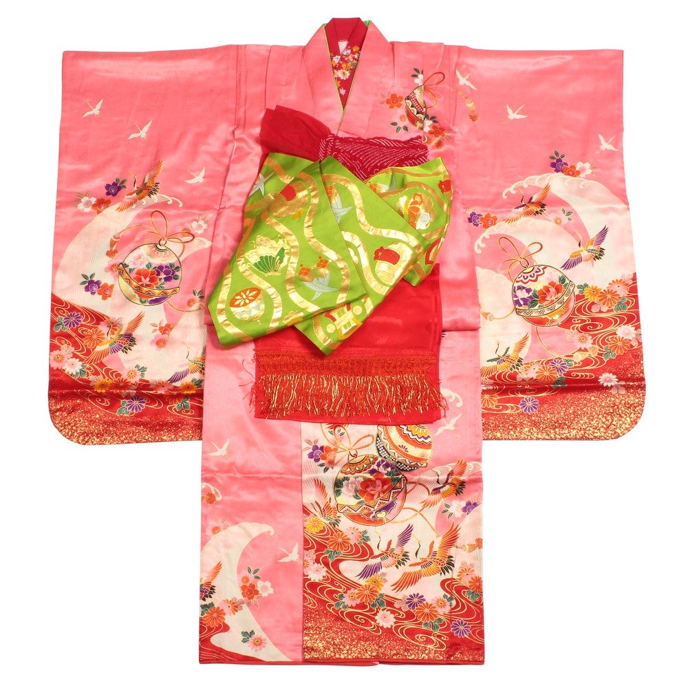 [レンタル] 七五三/節句 着物セット 7歳女の子 遠山柄 重厚感の宅配レンタル - 4