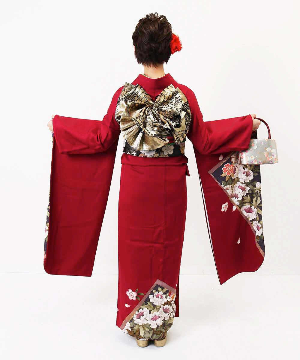 [レンタル] レンタル振袖フルセット-294 赤系 花柄の宅配レンタル - 5