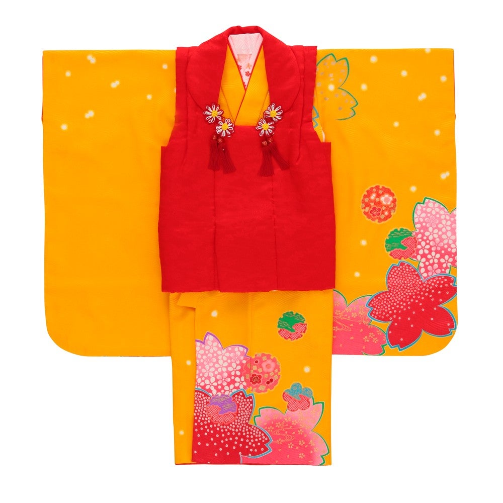 [レンタル] 七五三/節句 被布セット 3歳女の子 被布セット 大胆桜模様Aの宅配レンタル - 9