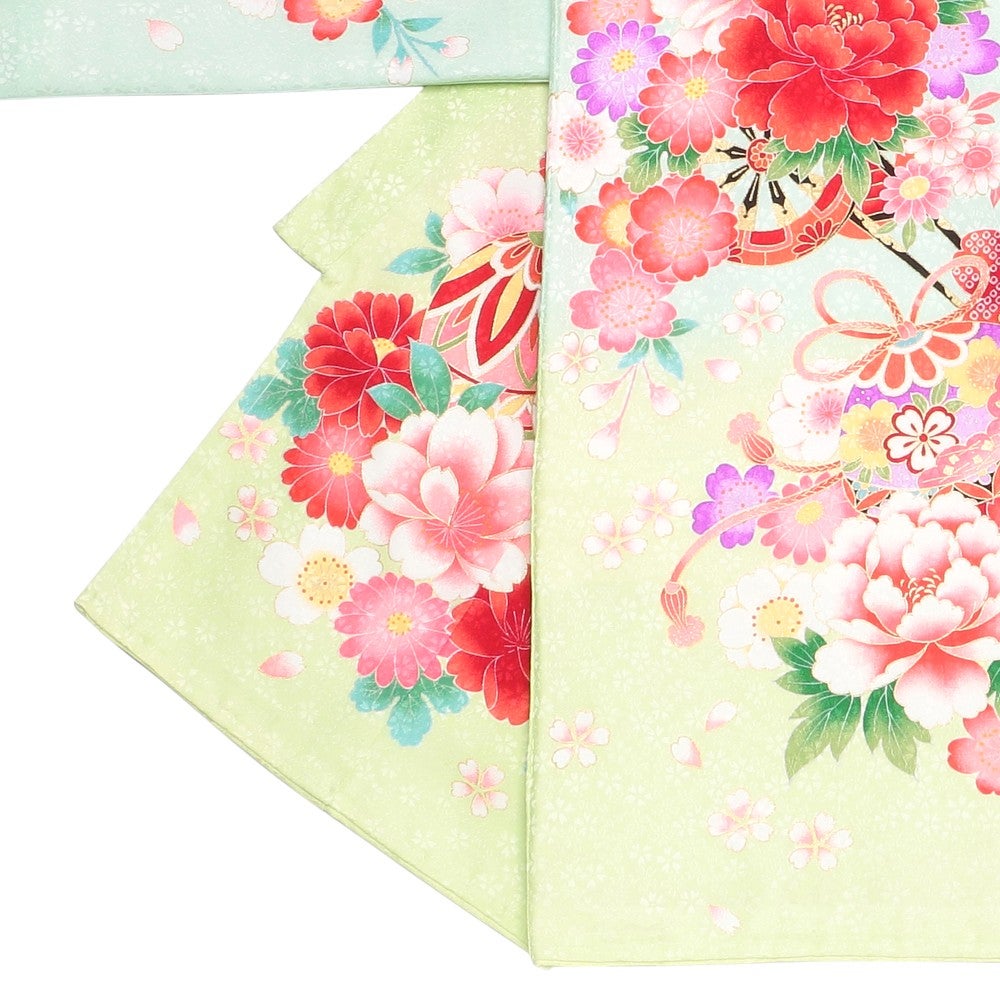 [レンタル] 女の子 お宮参り 産着レンタル6点フルセット 正絹 毬 牡丹の宅配レンタル - 2