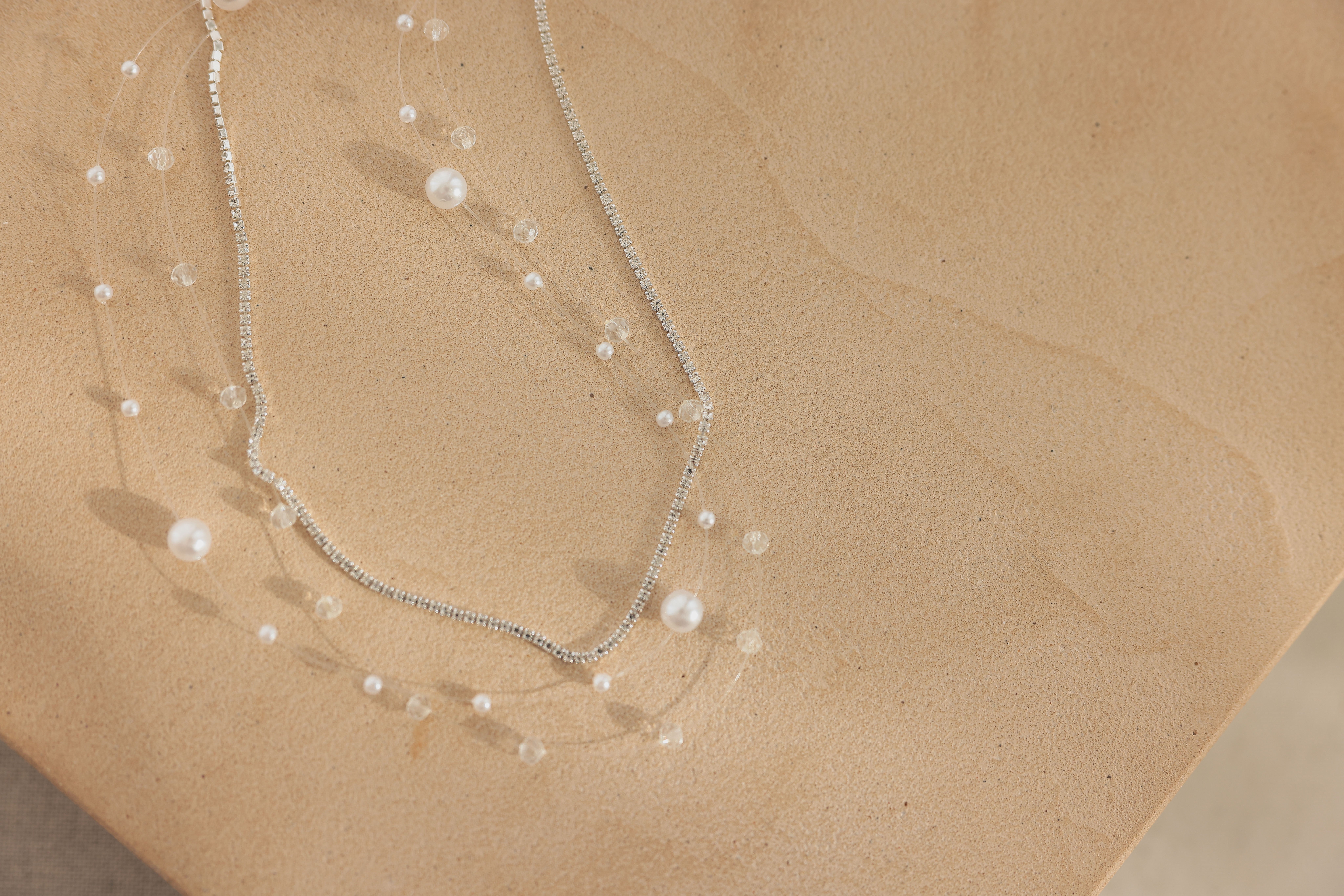 [レンタル] アートマリー 2WAYの3層ビジューパールネックレス シルバー