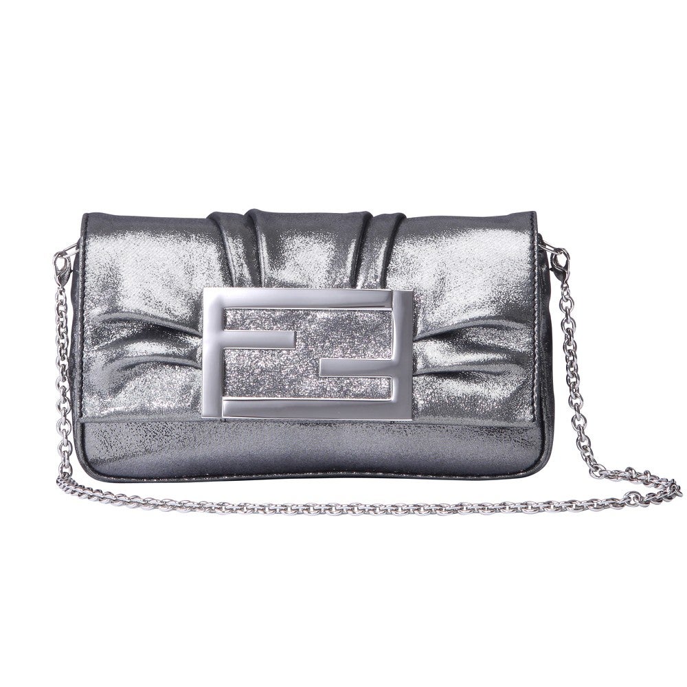 Fendi シルバー バックル 銀 約100cm レンタル] レディース フェンディ スエード ミア ショルダーバッグ